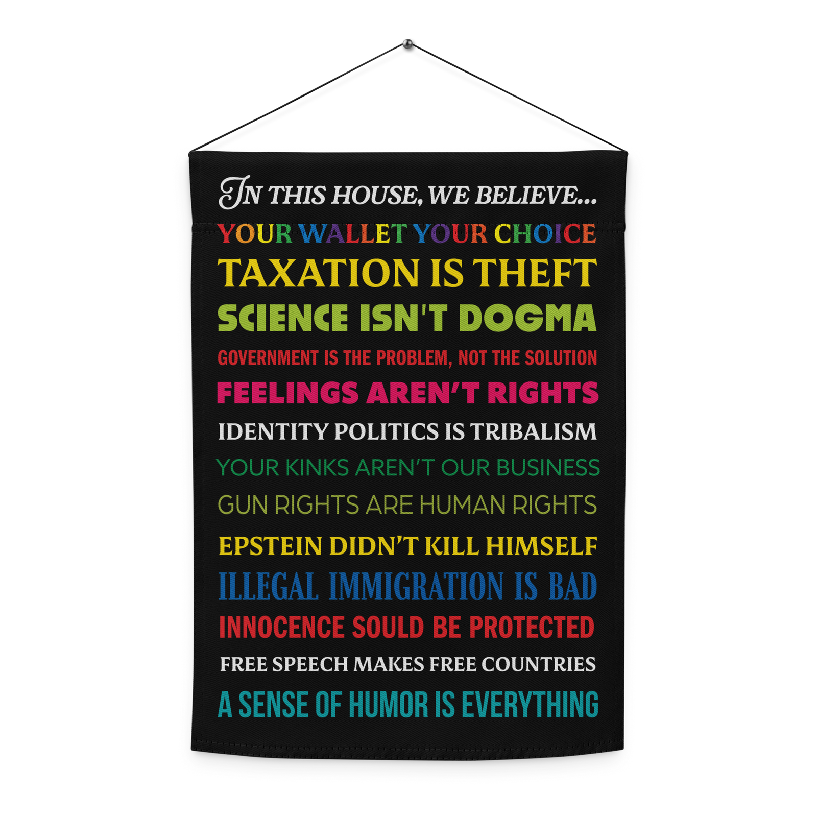 In This House Satire Garden flag