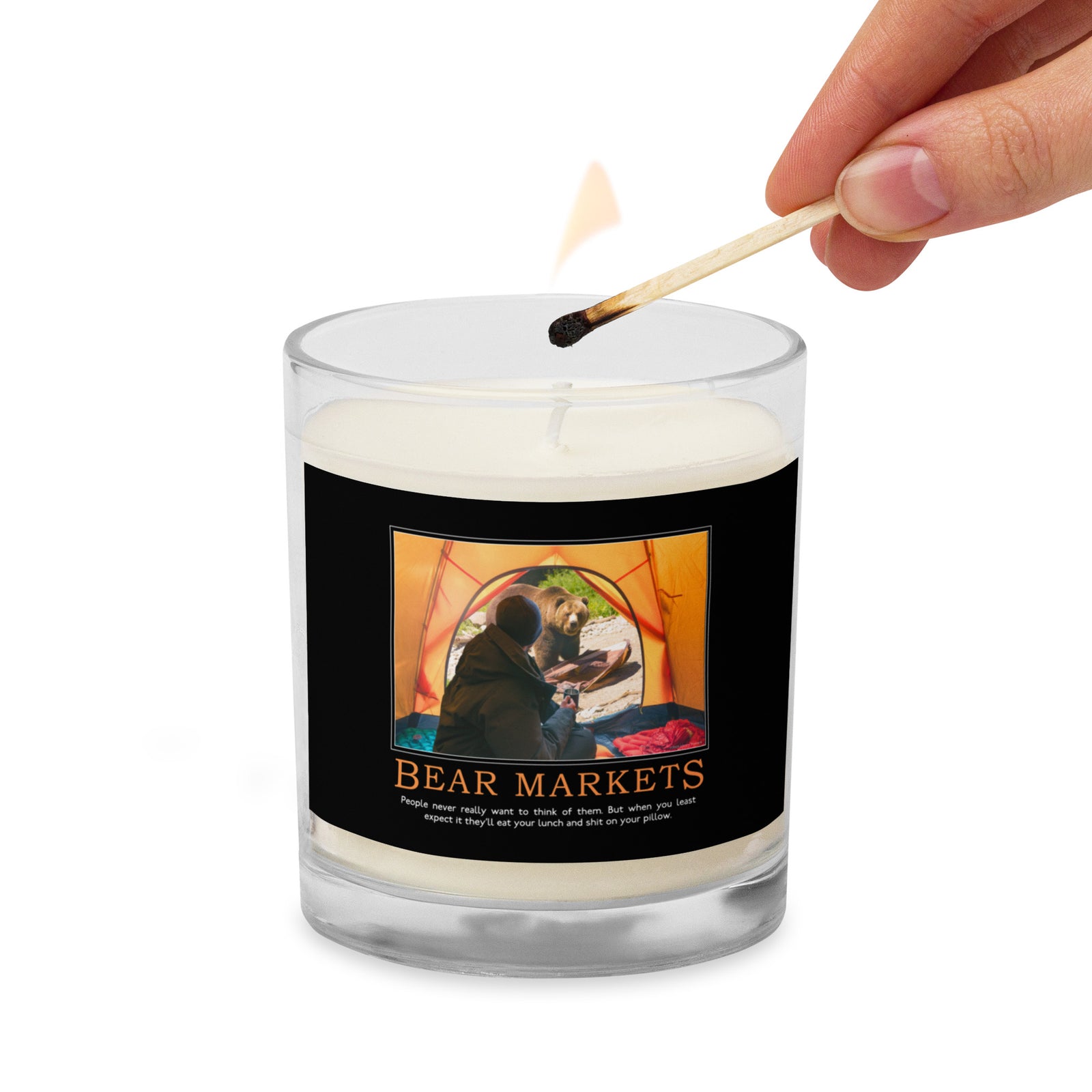 Bear Markets Demotivational Glass Jar Soy Wax Candle