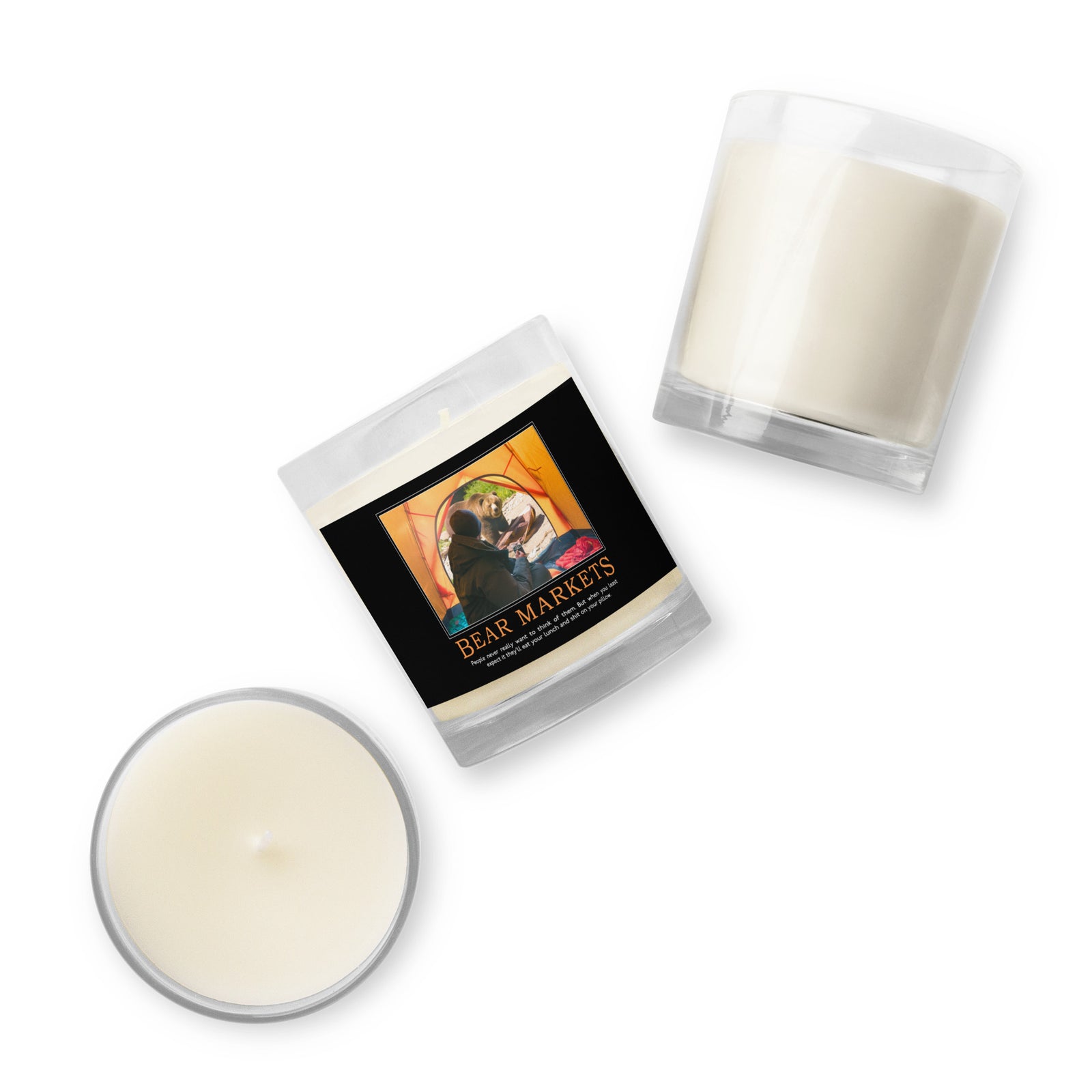 Bear Markets Demotivational Glass Jar Soy Wax Candle