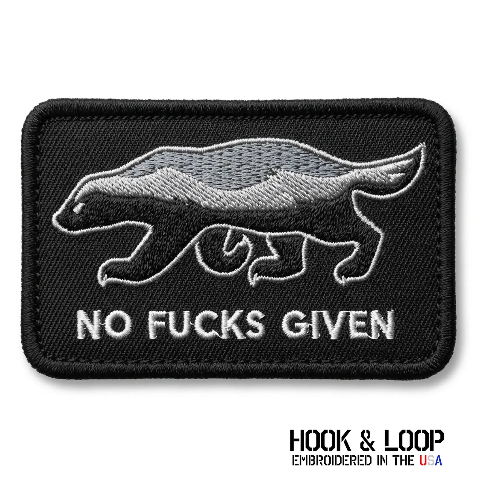 Honey Badger No Fs Given Embroidered Patches with Velcro