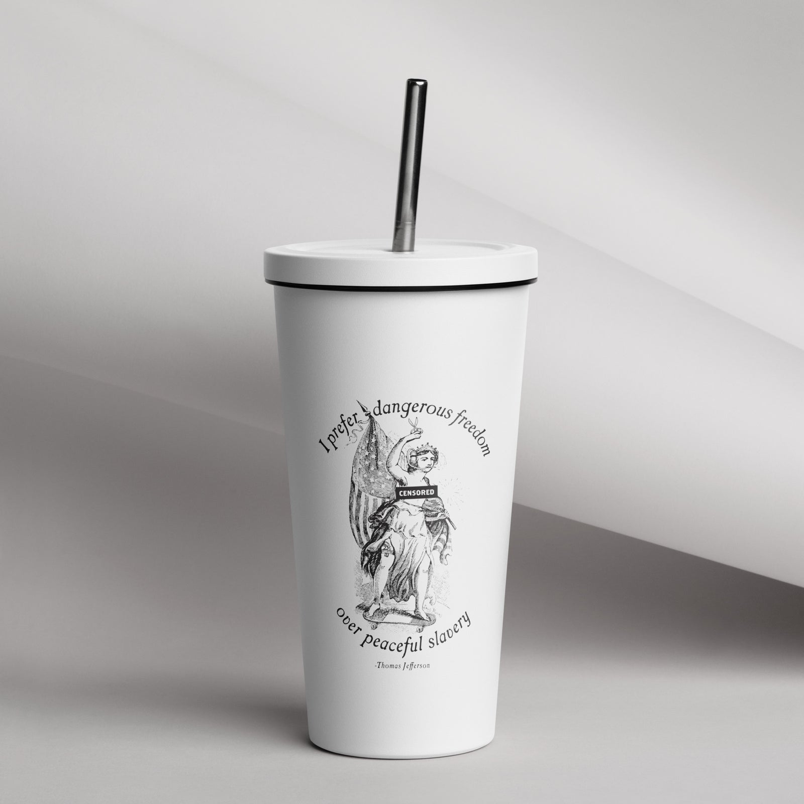 Dangerous Freedom Insulated Tumbler with a Straw