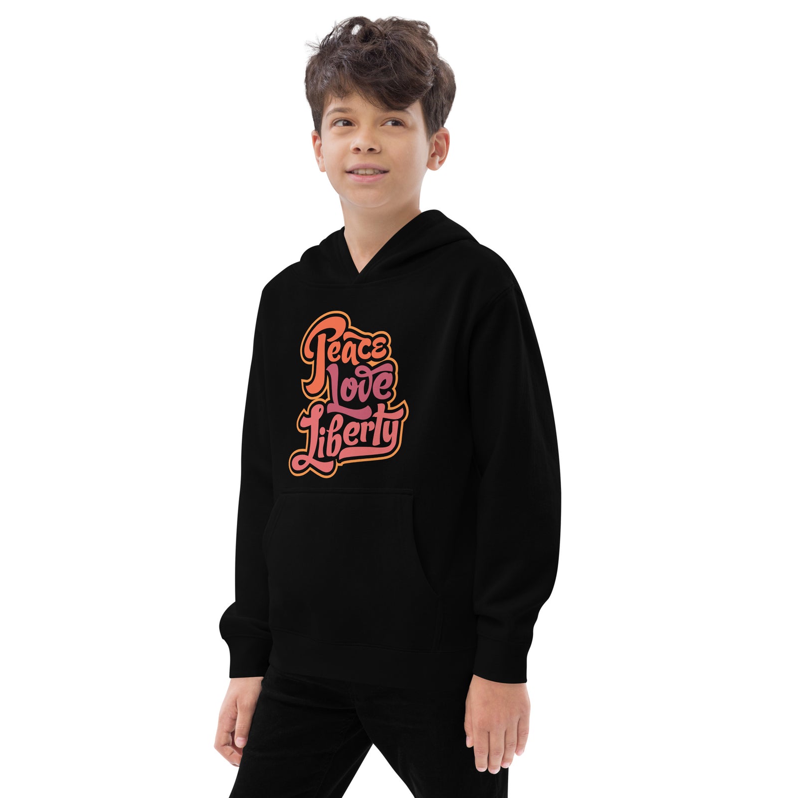 Peace Love Liberty Kids fleece hoodie