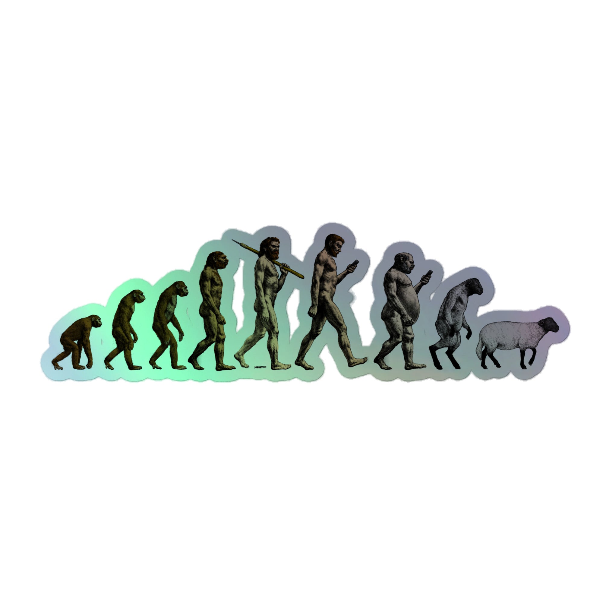 March of Modern Devolution Sheeple Holographic Stickers
