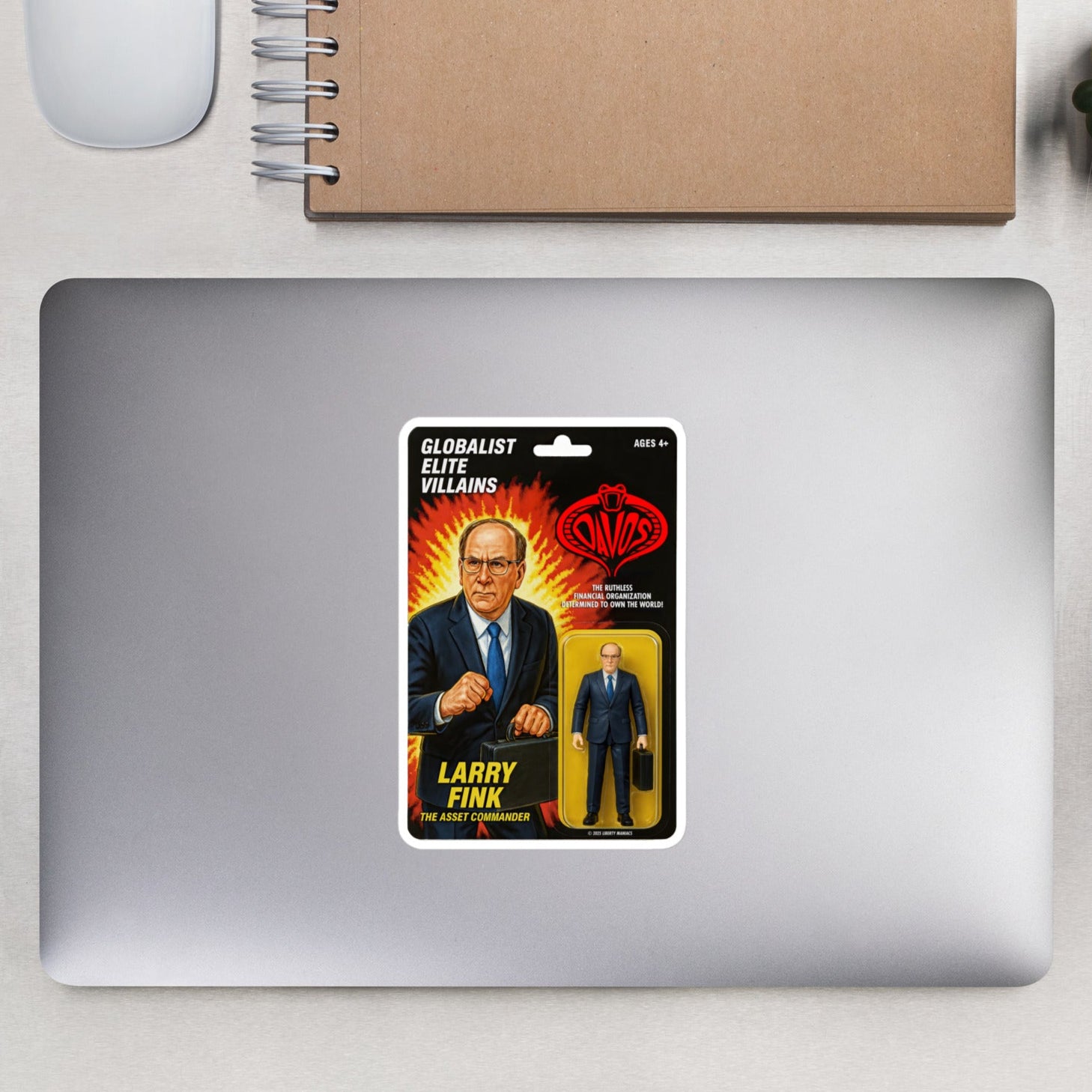 Globalist Elite Villains Larry Fink Action Figure Sticker