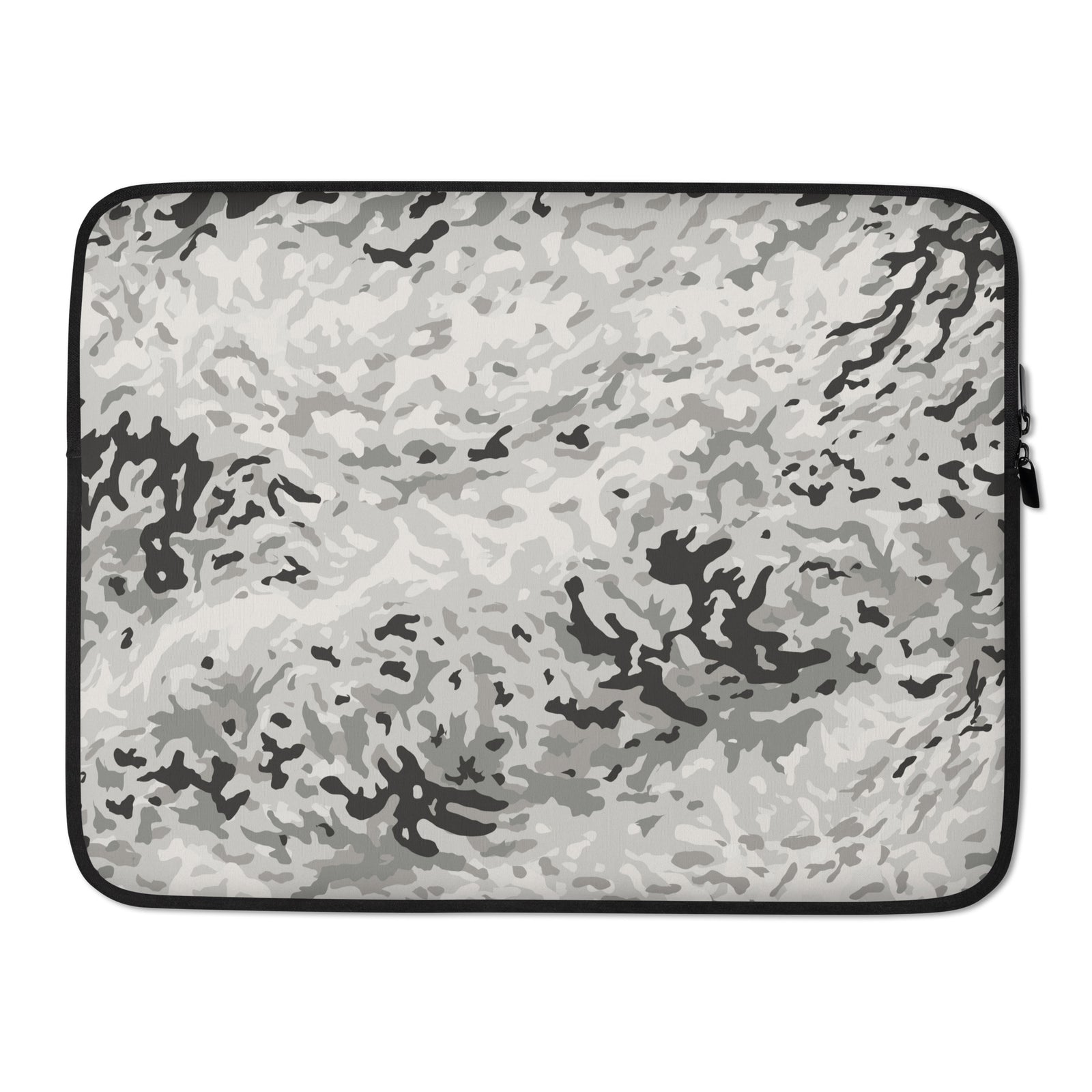 Camouflage-patterned laptop sleeve on a white background