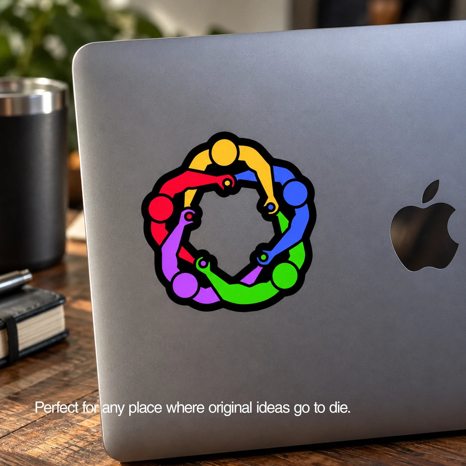 The The Circlejerk Logo Sticker on a MacBook laptop