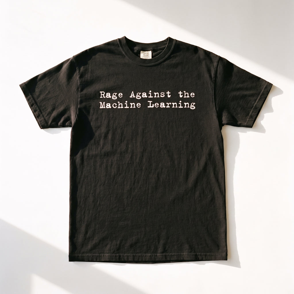 Rage Against the Machine Learning heavyweight black tee laid flat