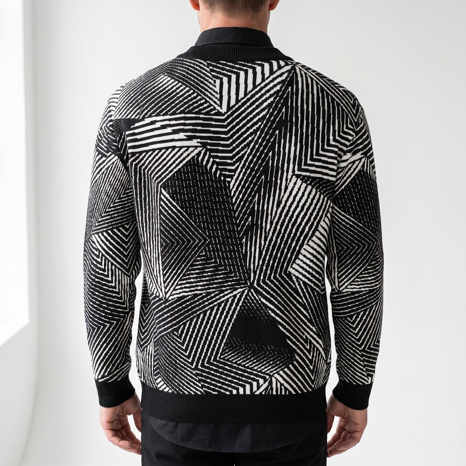 Dazzle Naval Camouflage Knitted Cardigan Sweater