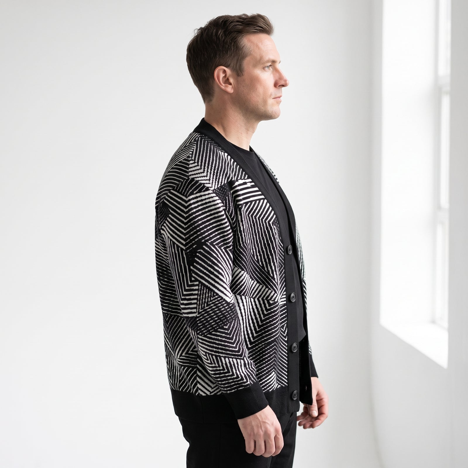 Dazzle Naval Camouflage Knitted Cardigan Sweater