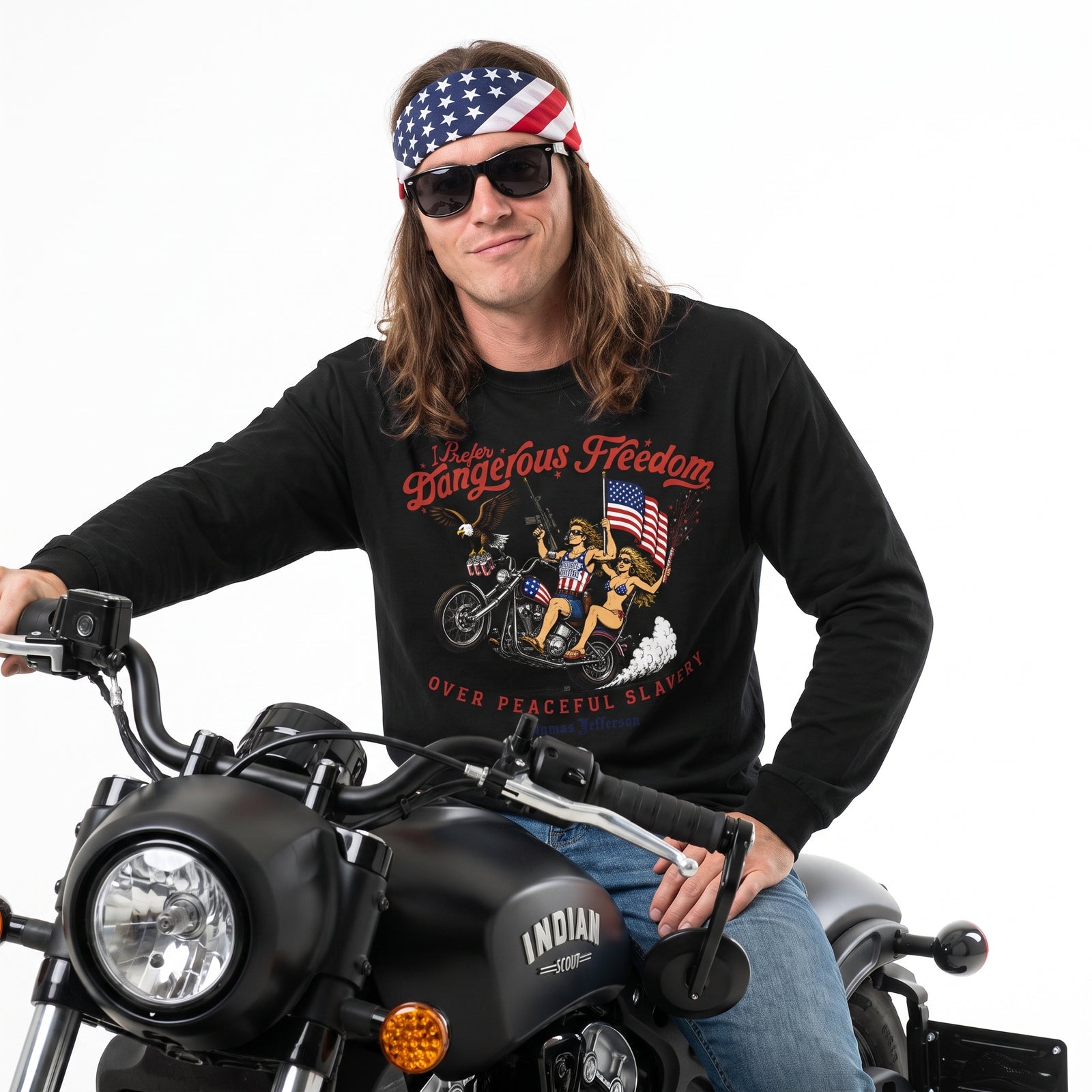 I Prefer Dangerous Freedom Thomas Jefferson Men's Heavyweight Long Sleeve T-Shirt
