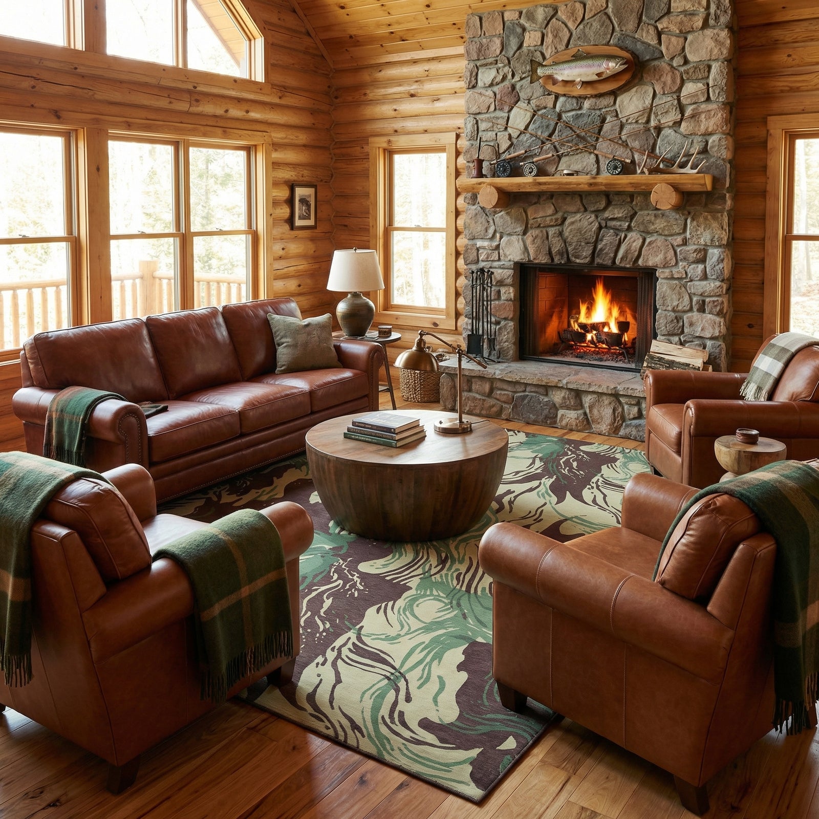 Rhodesian Brushstroke Camouflage Area Rug