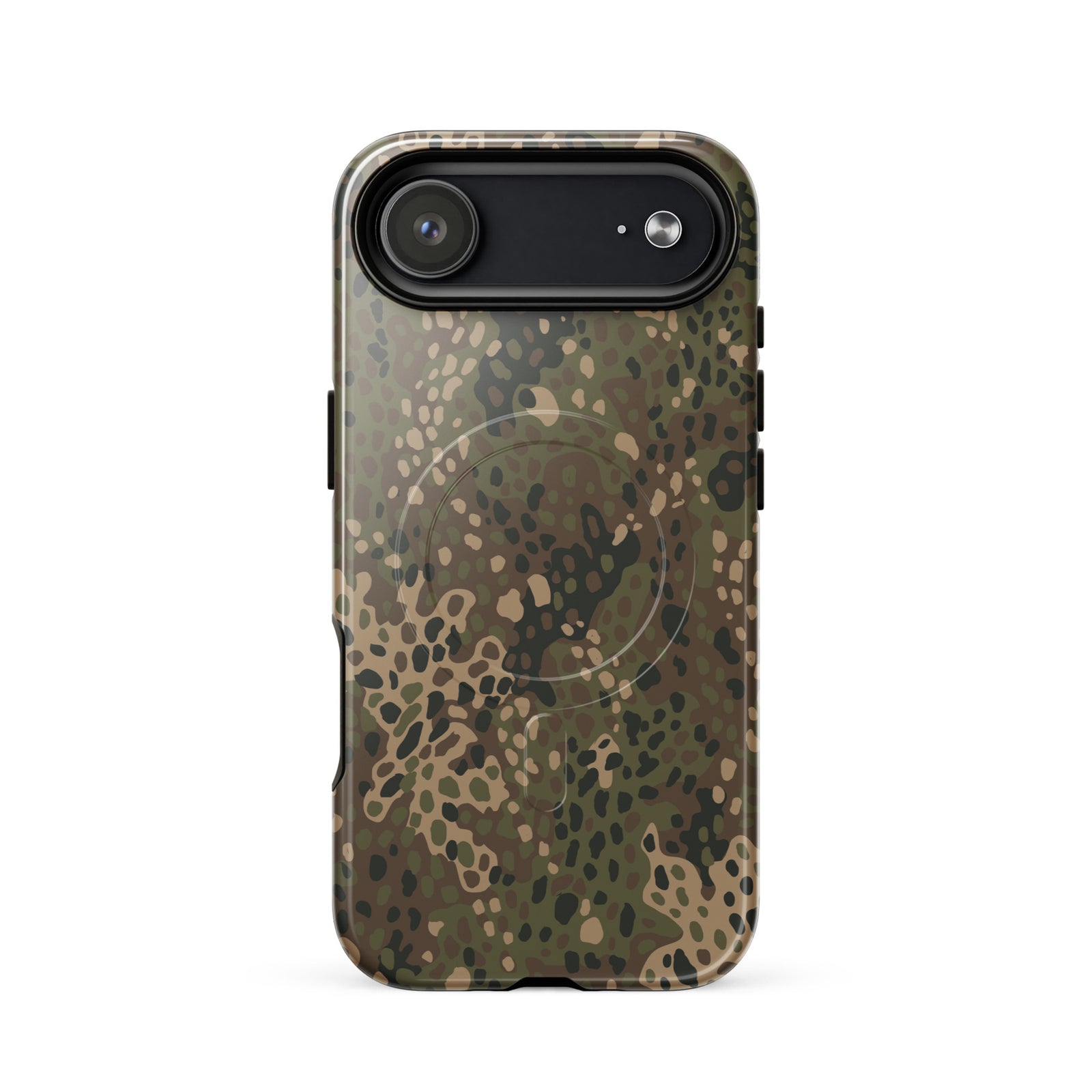 Camouflage phone case on a white background
