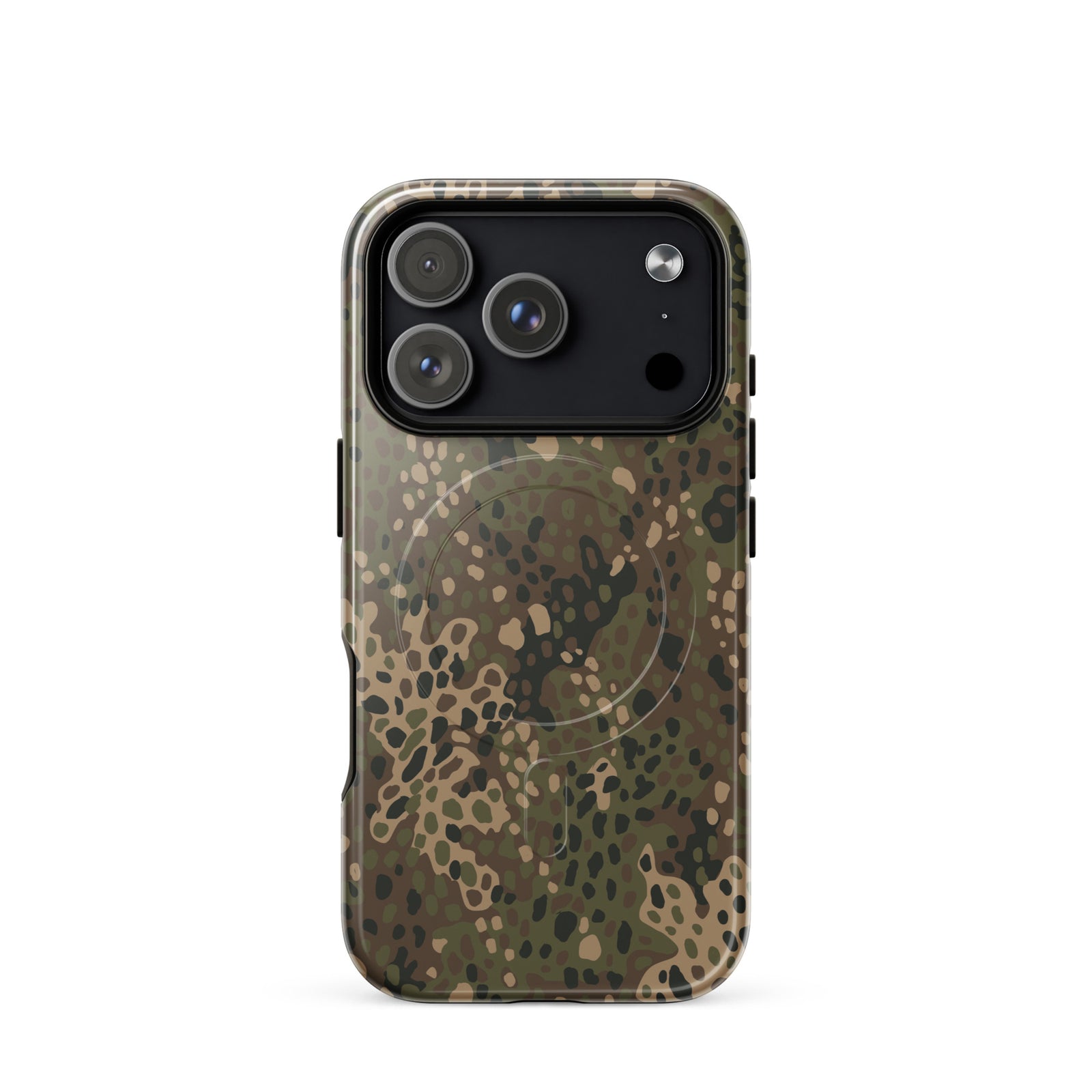 Camouflage phone case on a white background