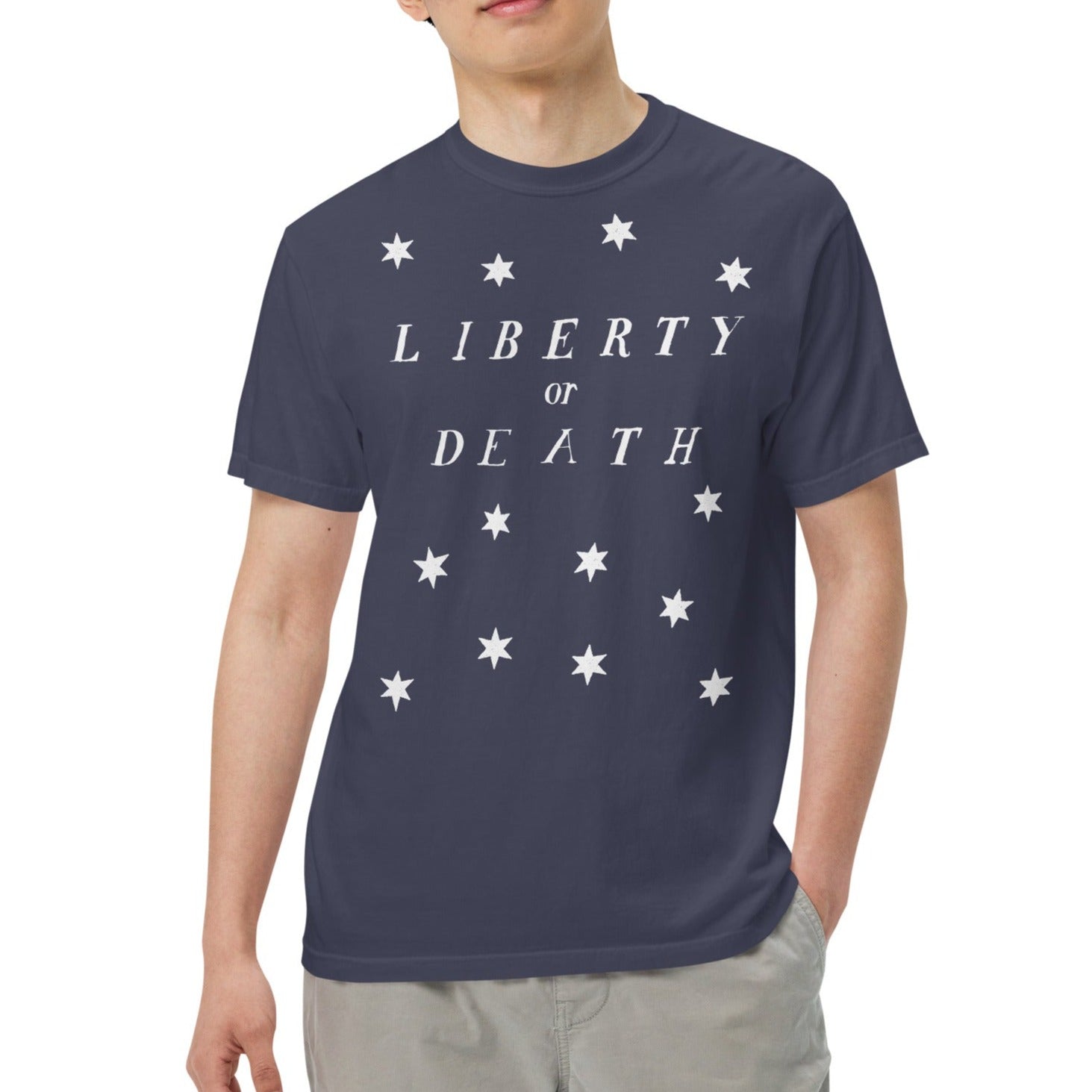 Liberty or Death Colonial Stars Men’s garment-dyed Heavyweight T-shirt