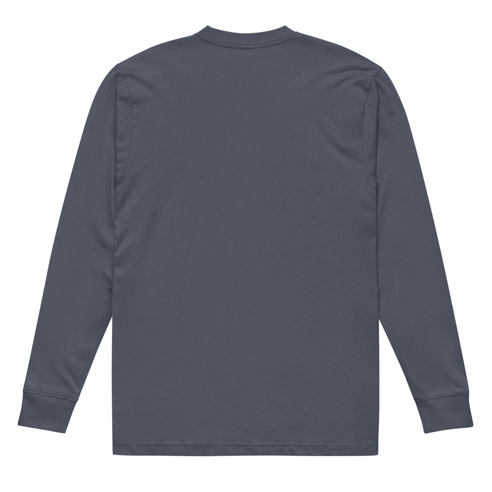 Harbor Blue heavyweight long sleeve tee, back view