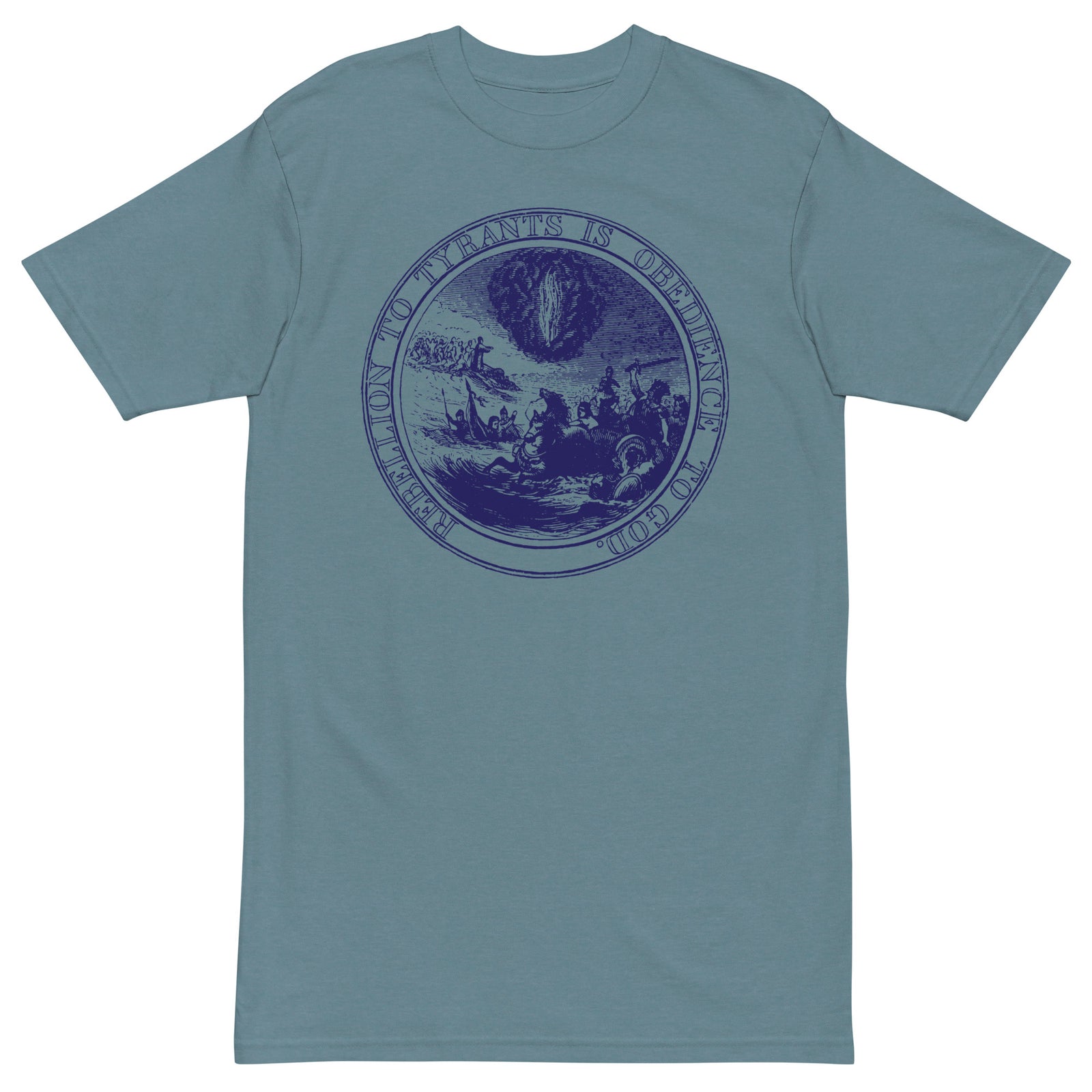 Rebellion to Tyrants is Obedience To God Franklin Motto Men’s Heavyweight Tee