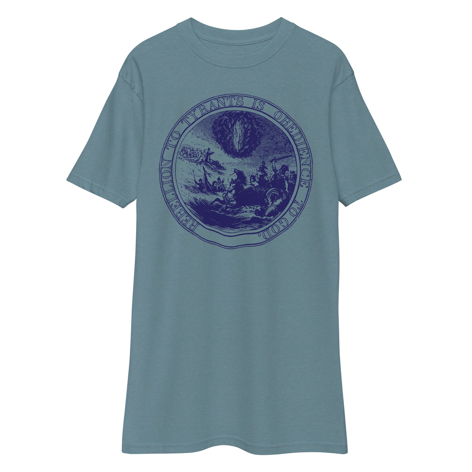 Rebellion to Tyrants is Obedience To God Franklin Motto Men’s Heavyweight Tee