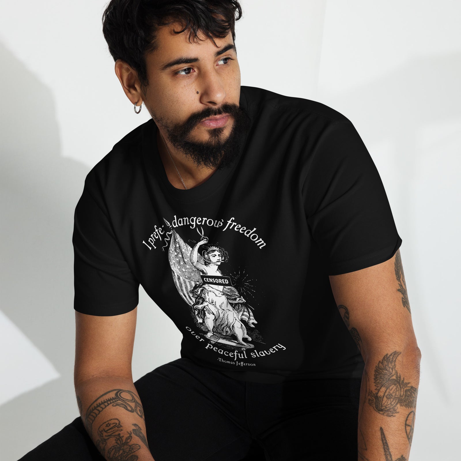 I Prefer Dangerous Freedom Jefferson Quote Men’s Heavyweight T-shirt