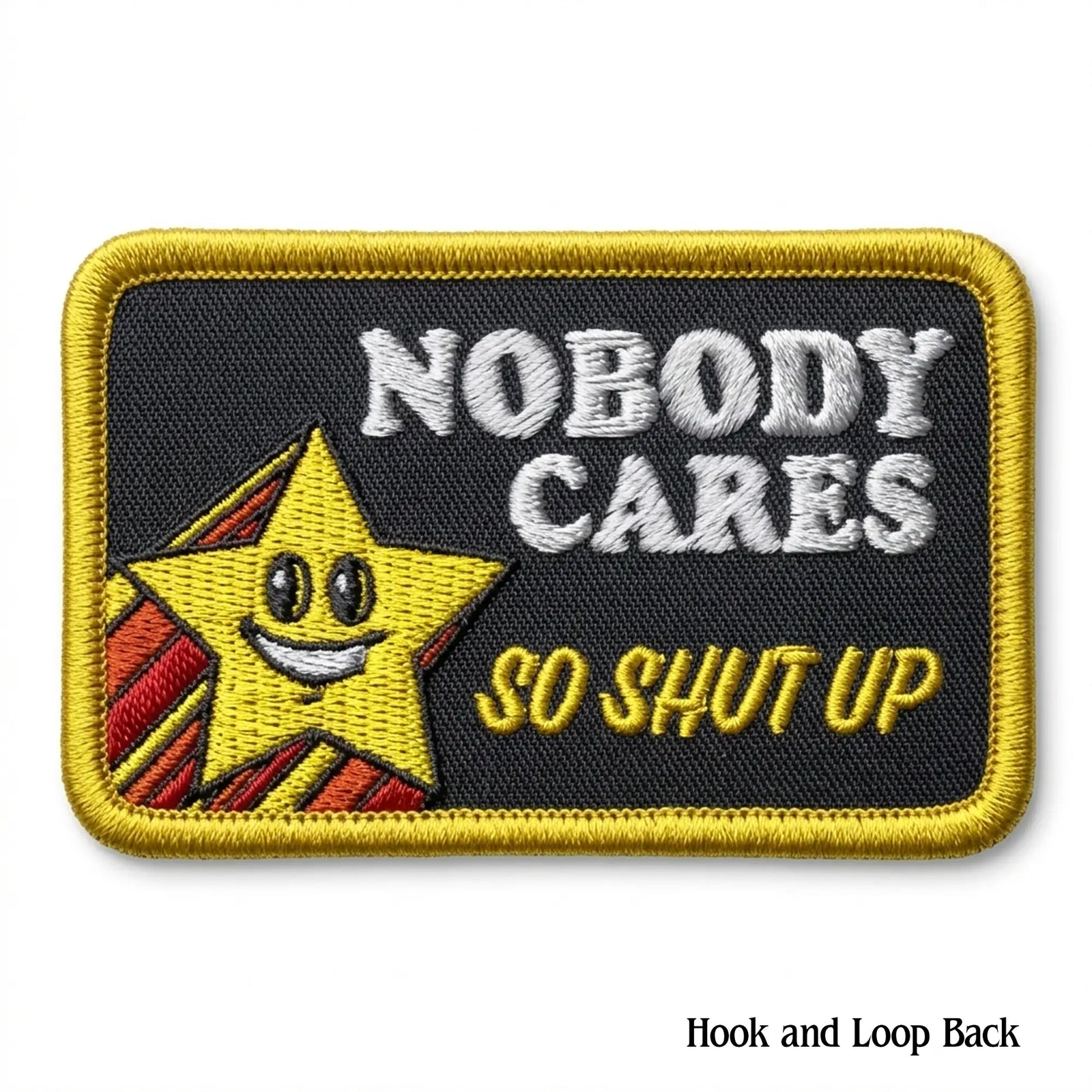 Nobody Cares Embroidered Patches with Velcro