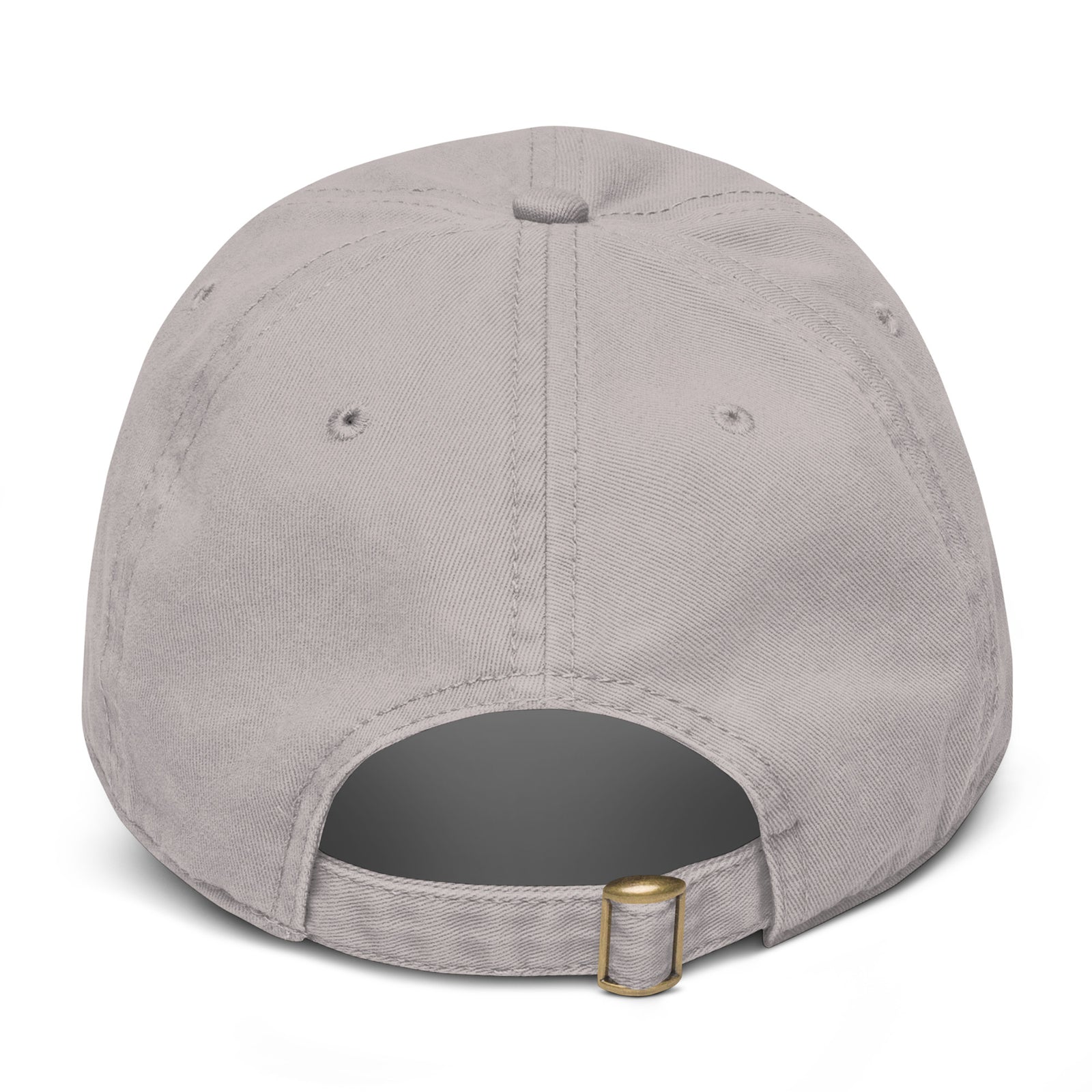 Back view of gray Mutual Affirmation Society adjustable garment-washed cap