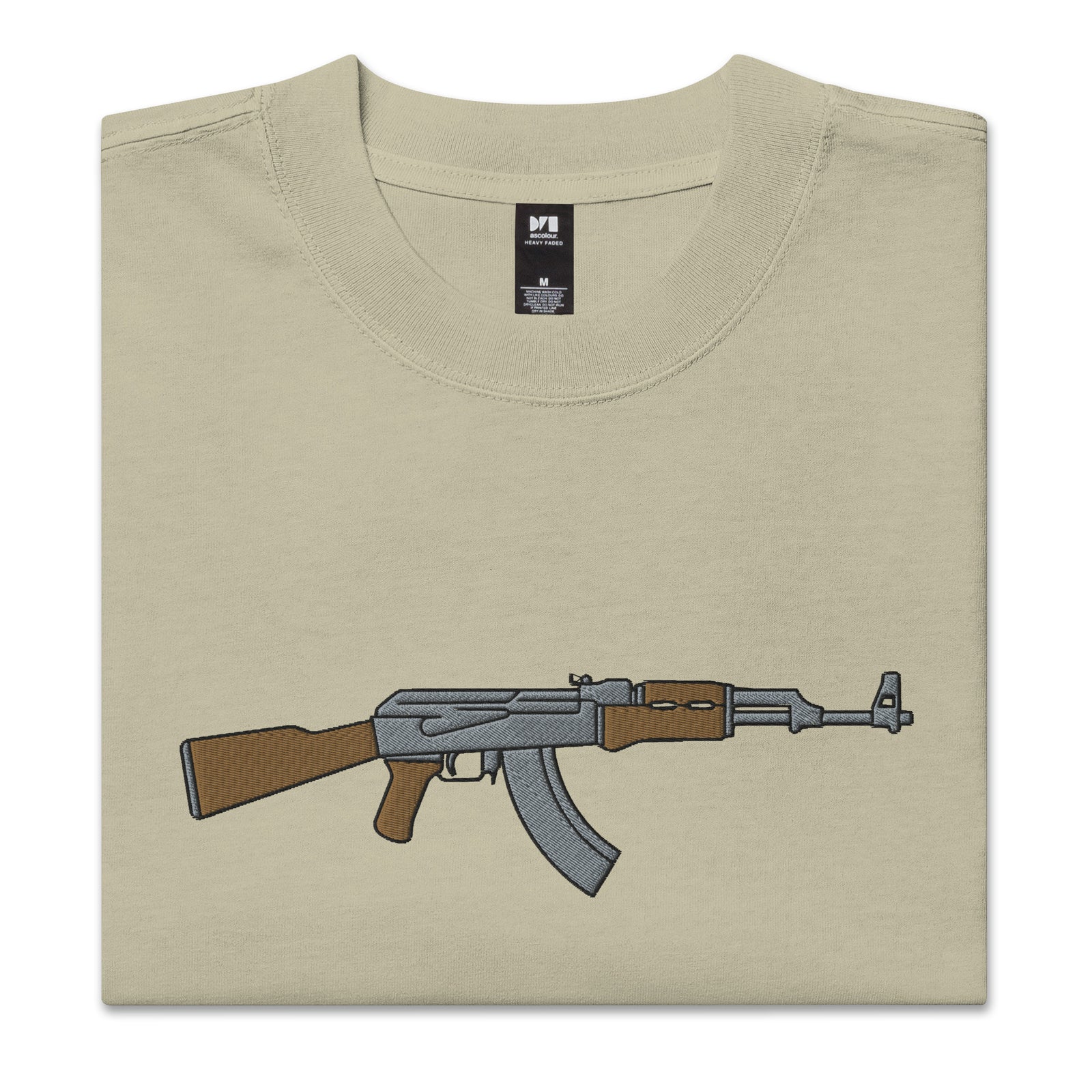 AK47 Embroidered Oversized Faded T-Shirt