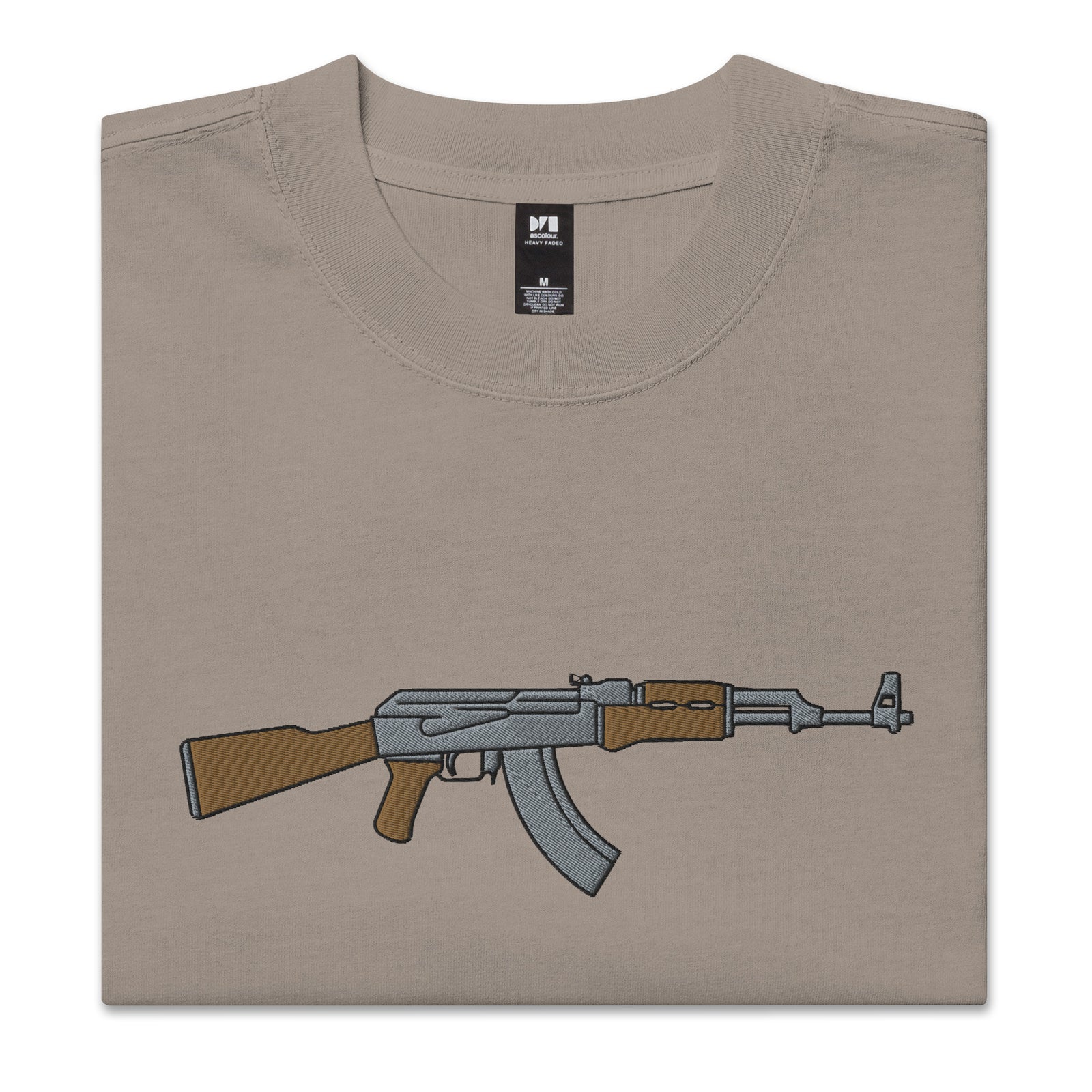 AK47 Embroidered Oversized Faded T-Shirt