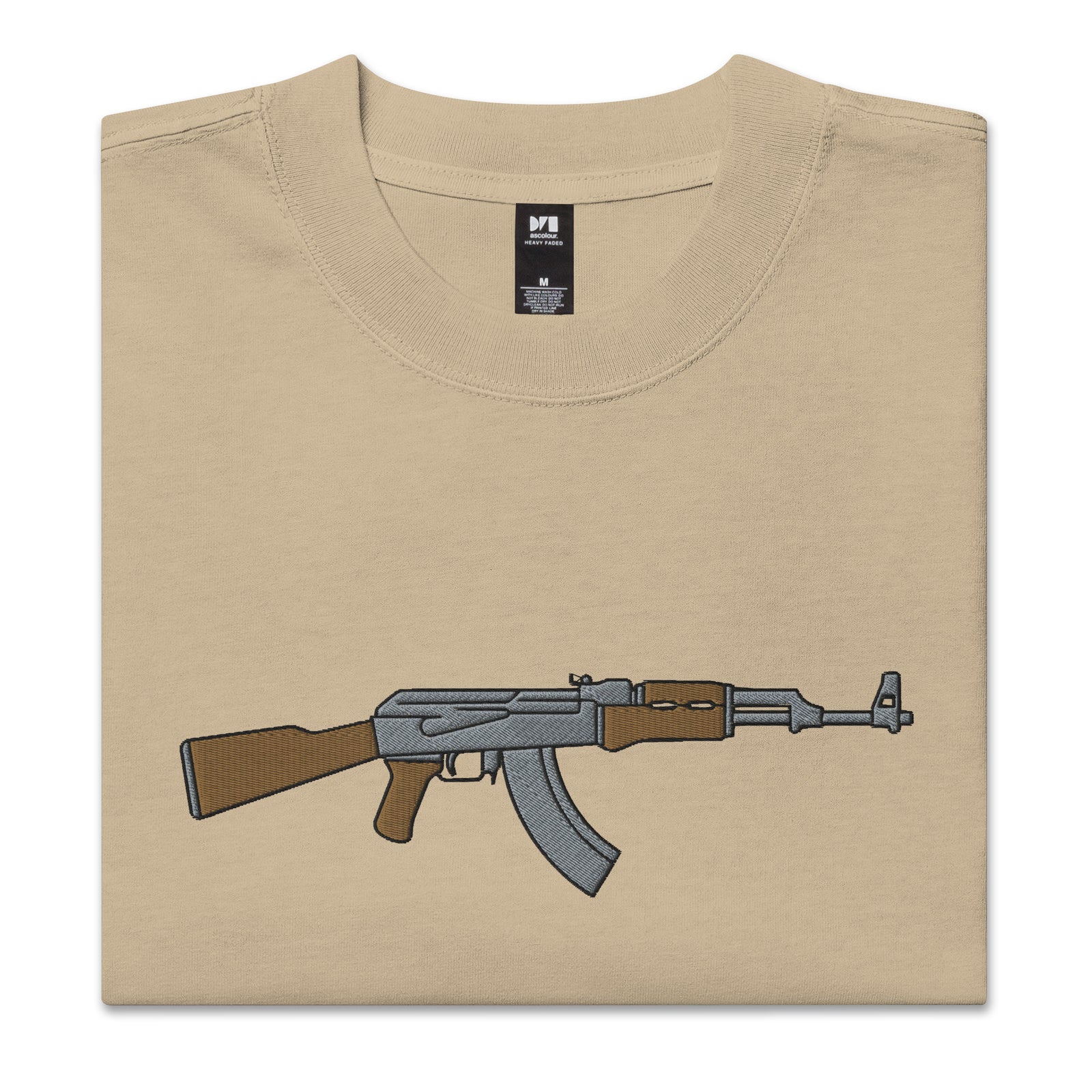 AK47 Embroidered Oversized Faded T-Shirt
