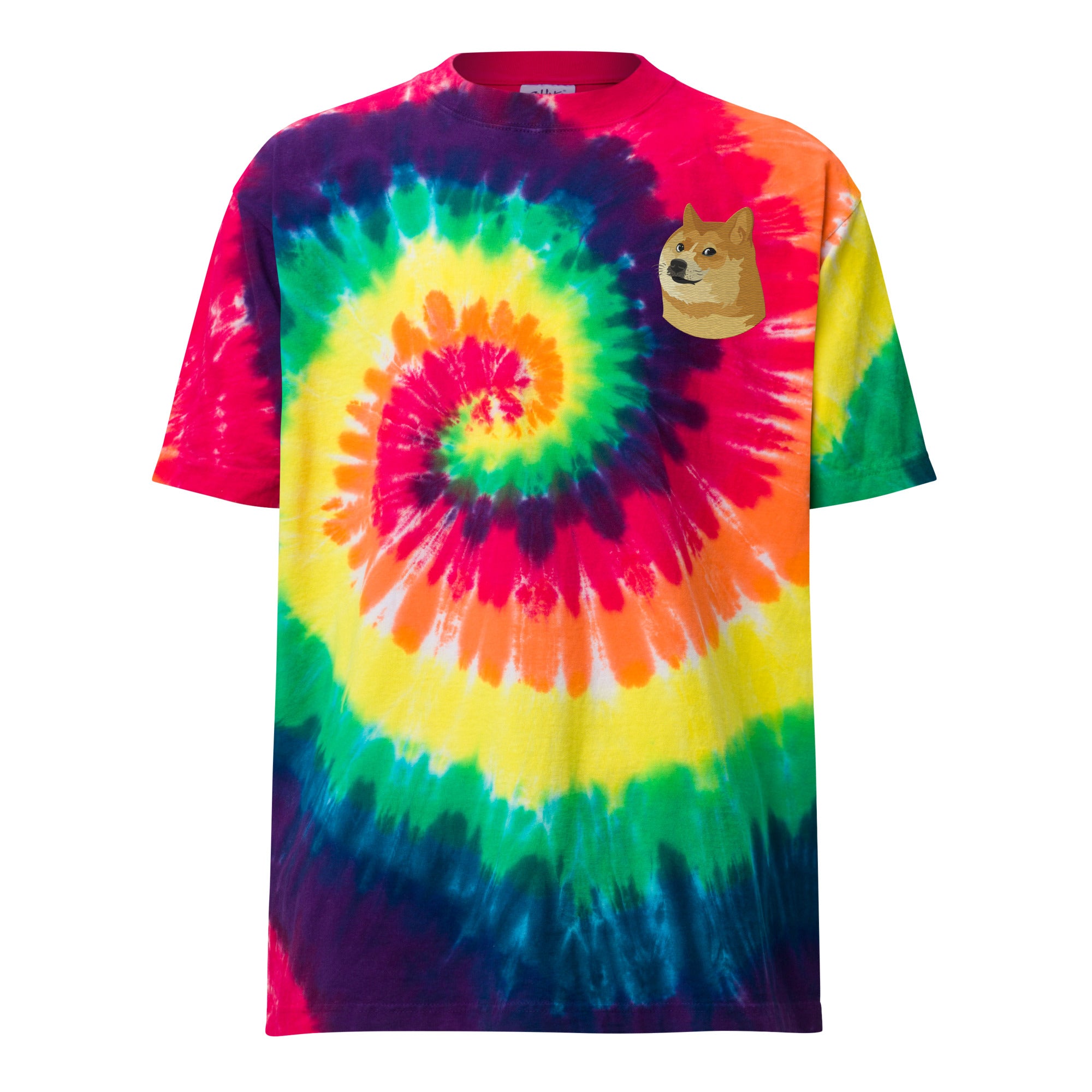 Doge Embroidered Oversized Tie-dye T-Shirt