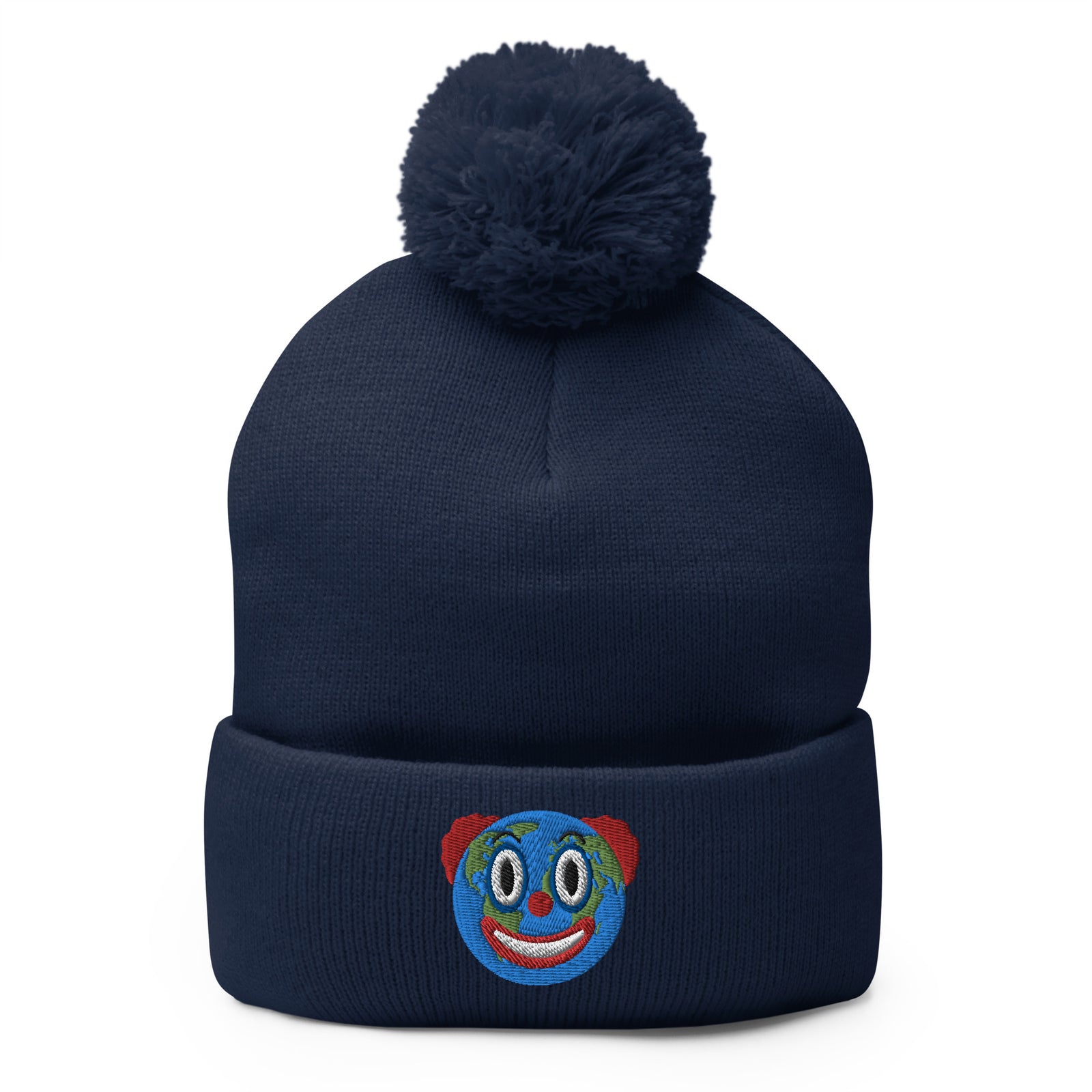 Clown World Embroidered Pom-Pom Beanie