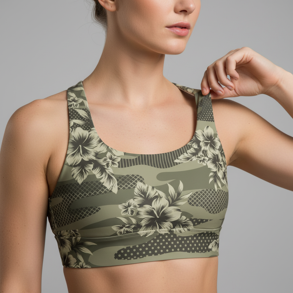 Hawaiian Camo Longline sports bra