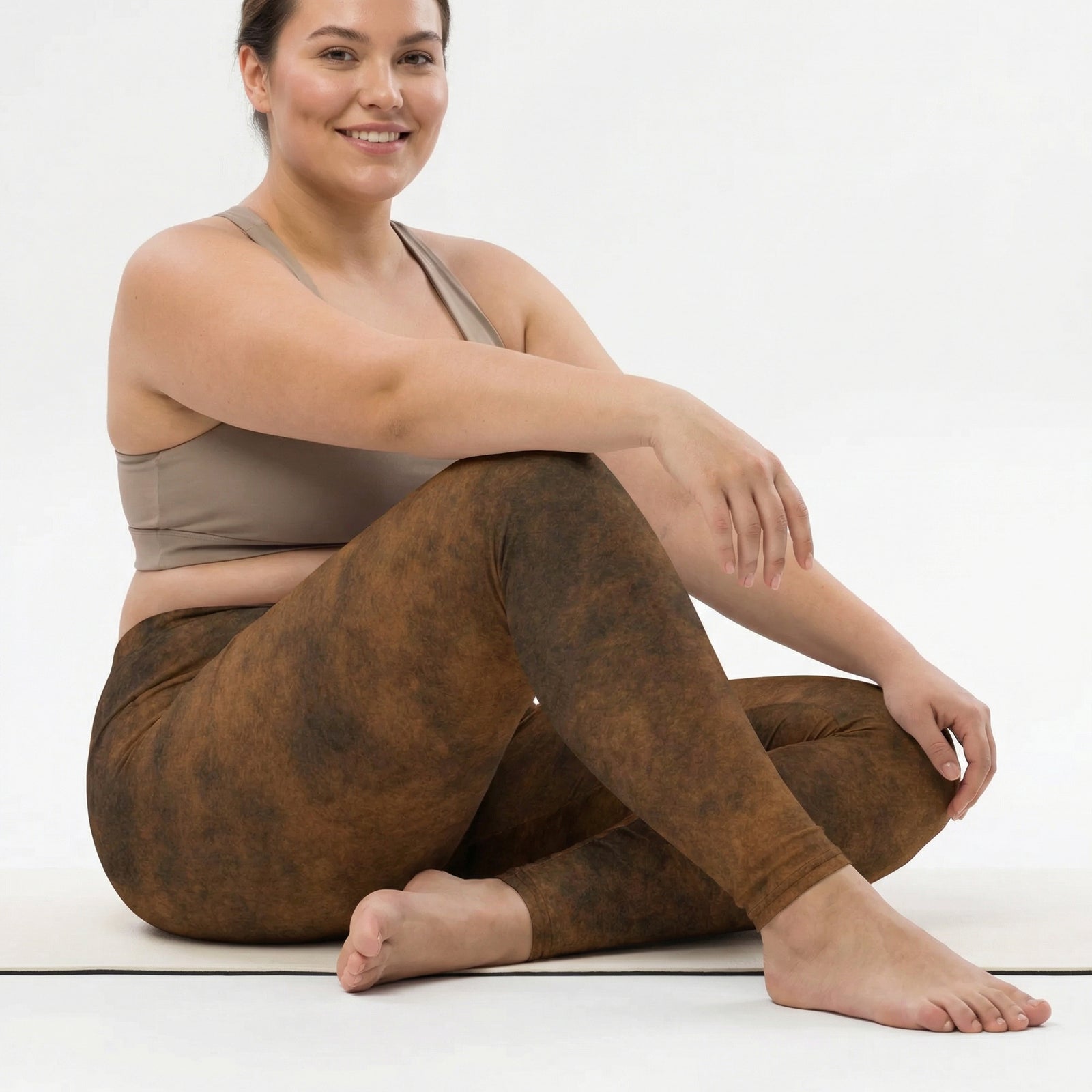 Distressed Brown Faux Leather Leggings