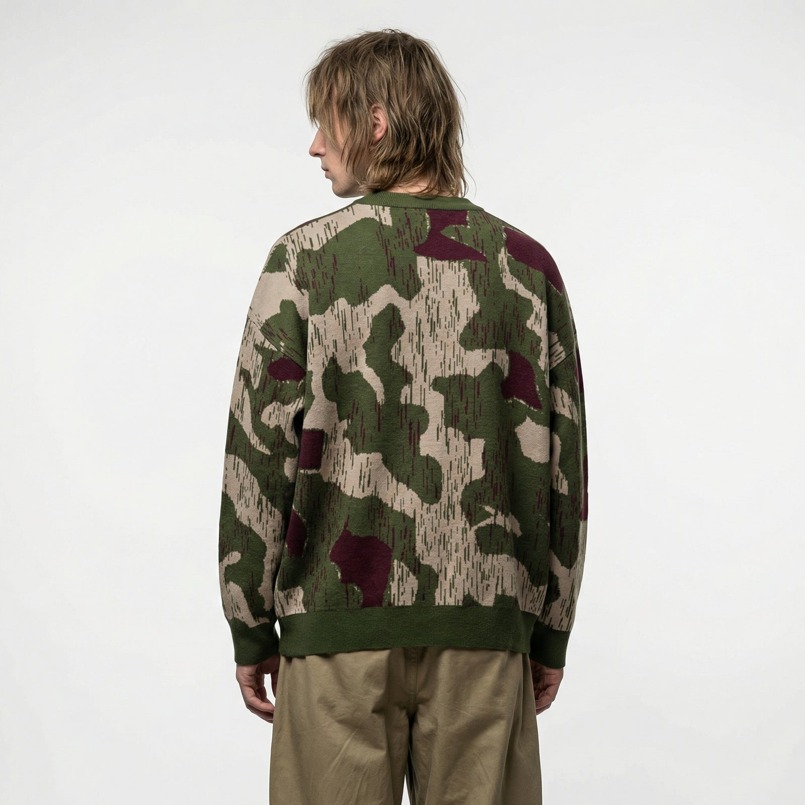 Sumpftarnmuster Swamp Camouflage Relaxed fit knitted crew neck sweater