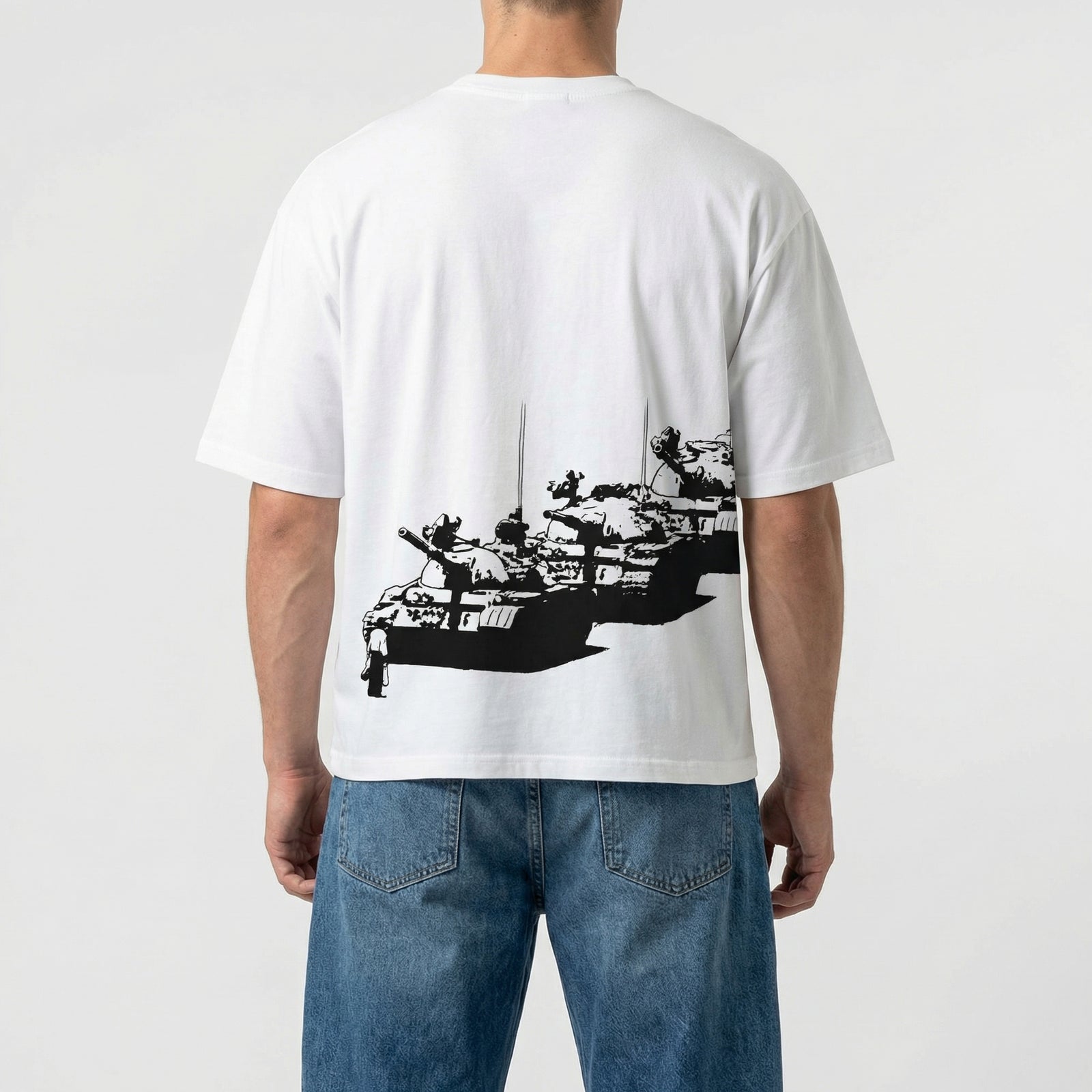 Tiananmen Tank Man Oversized Maximalist Graphic Tee