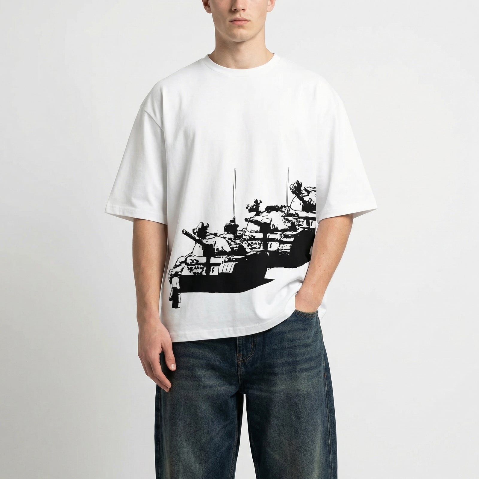 Tiananmen Tank Man Oversized Maximalist Graphic Tee