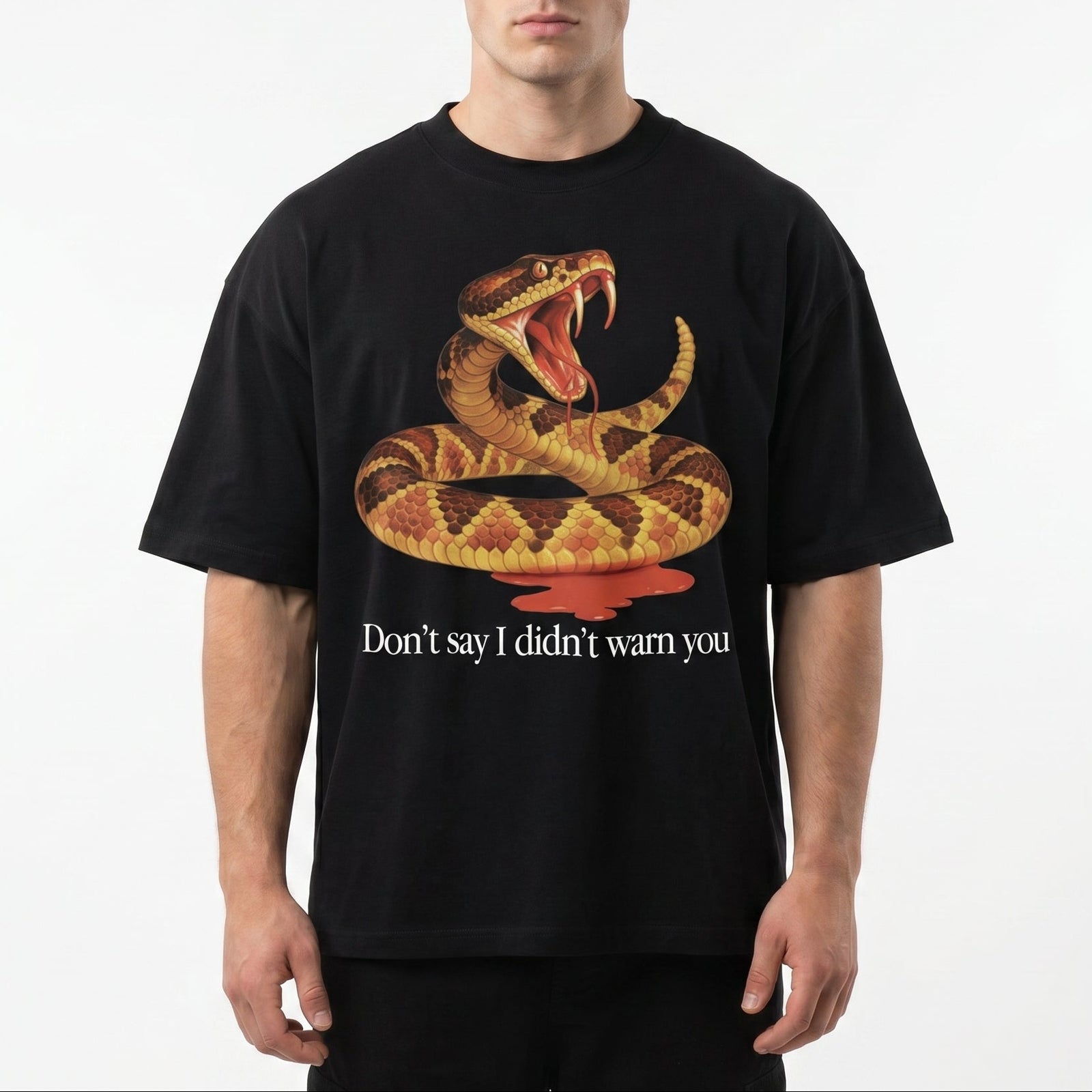 Don't Say I Didn't Warn You Organic Oversized High Neck Graphic Tee
