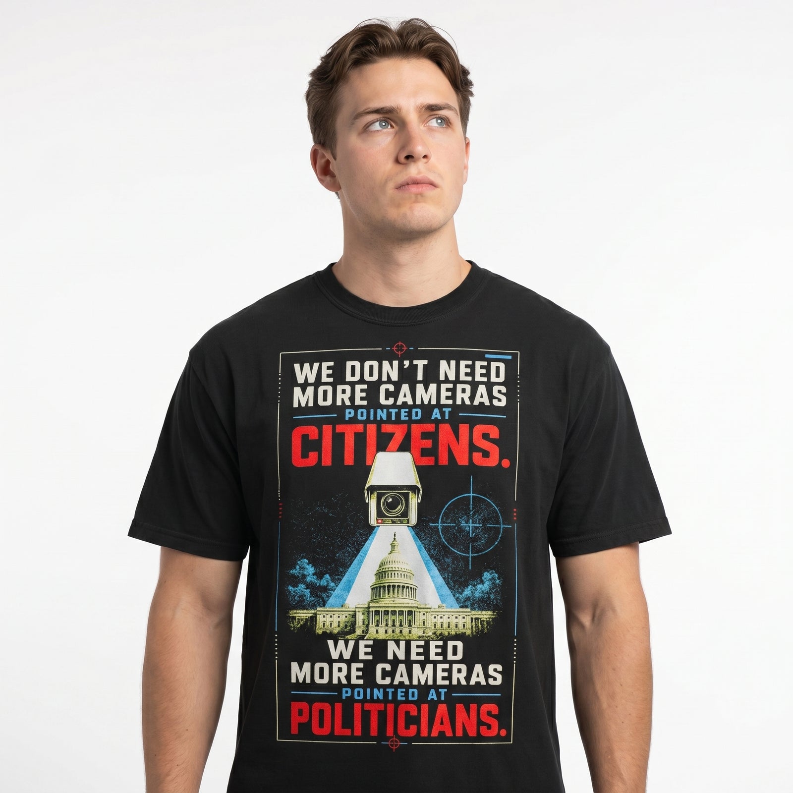 Cameras Pointed at Politicians Heavyweight Graphic Tee