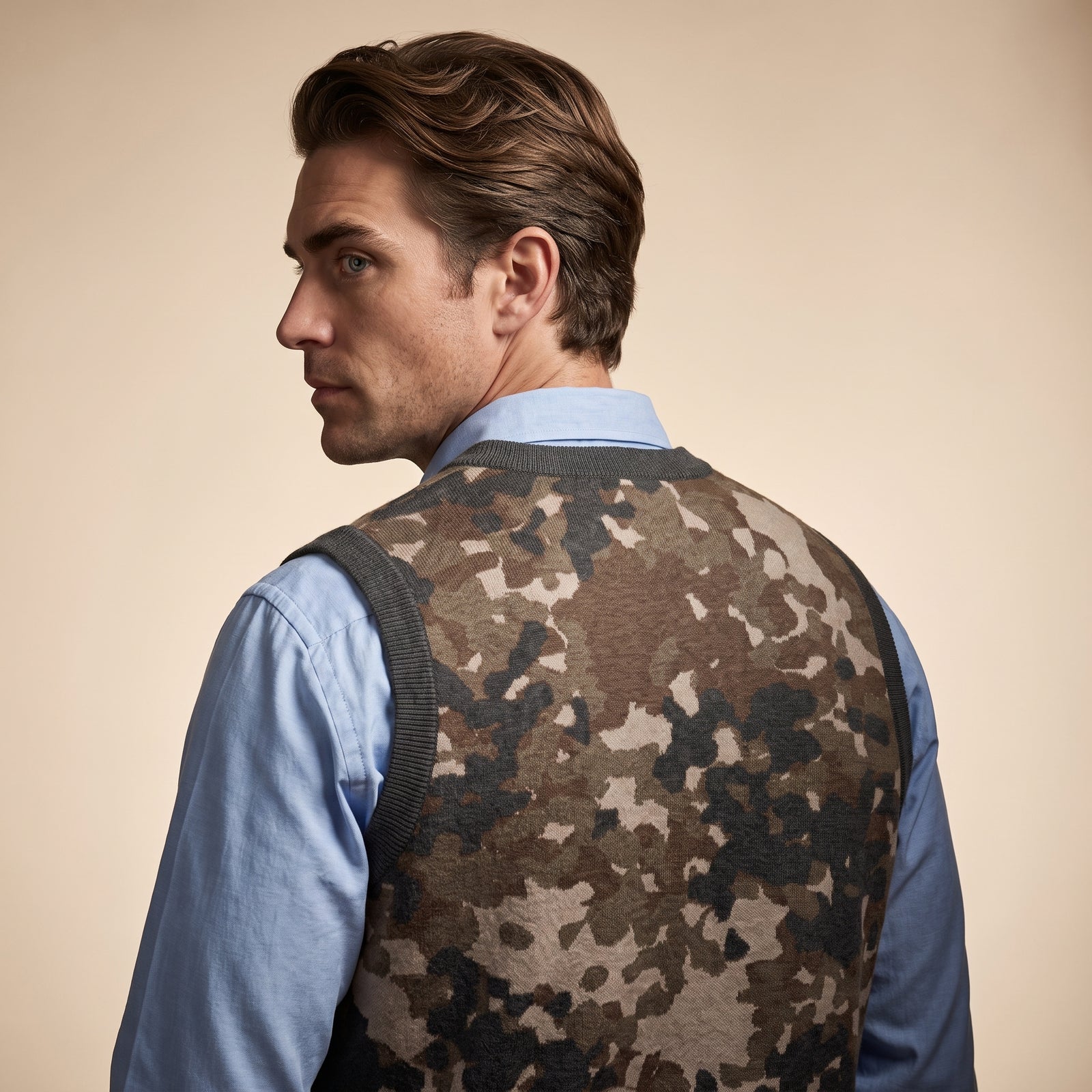 Flecktarn Reconnaissance Camo Knit V-neck Vest