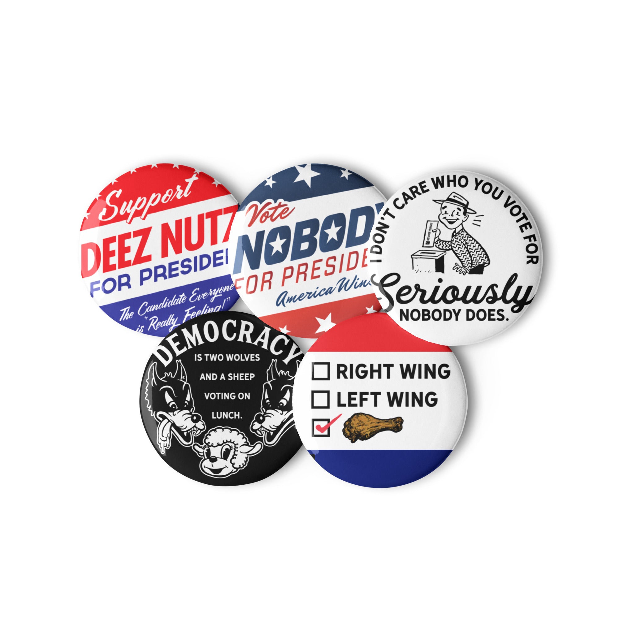 Election Humor Set 1 Pinback Buttons