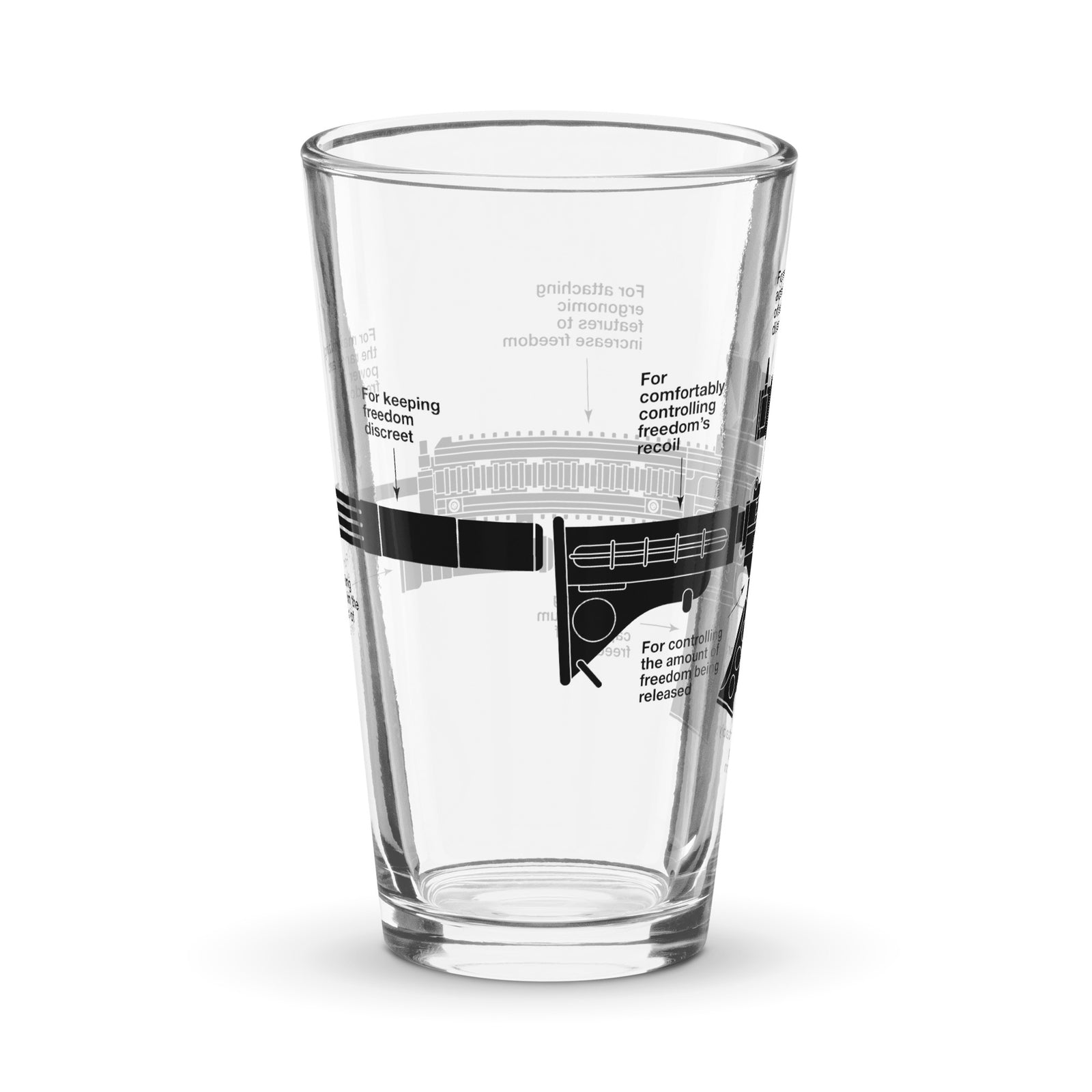 Components of Freedom Carbine Schematic Pint Glass