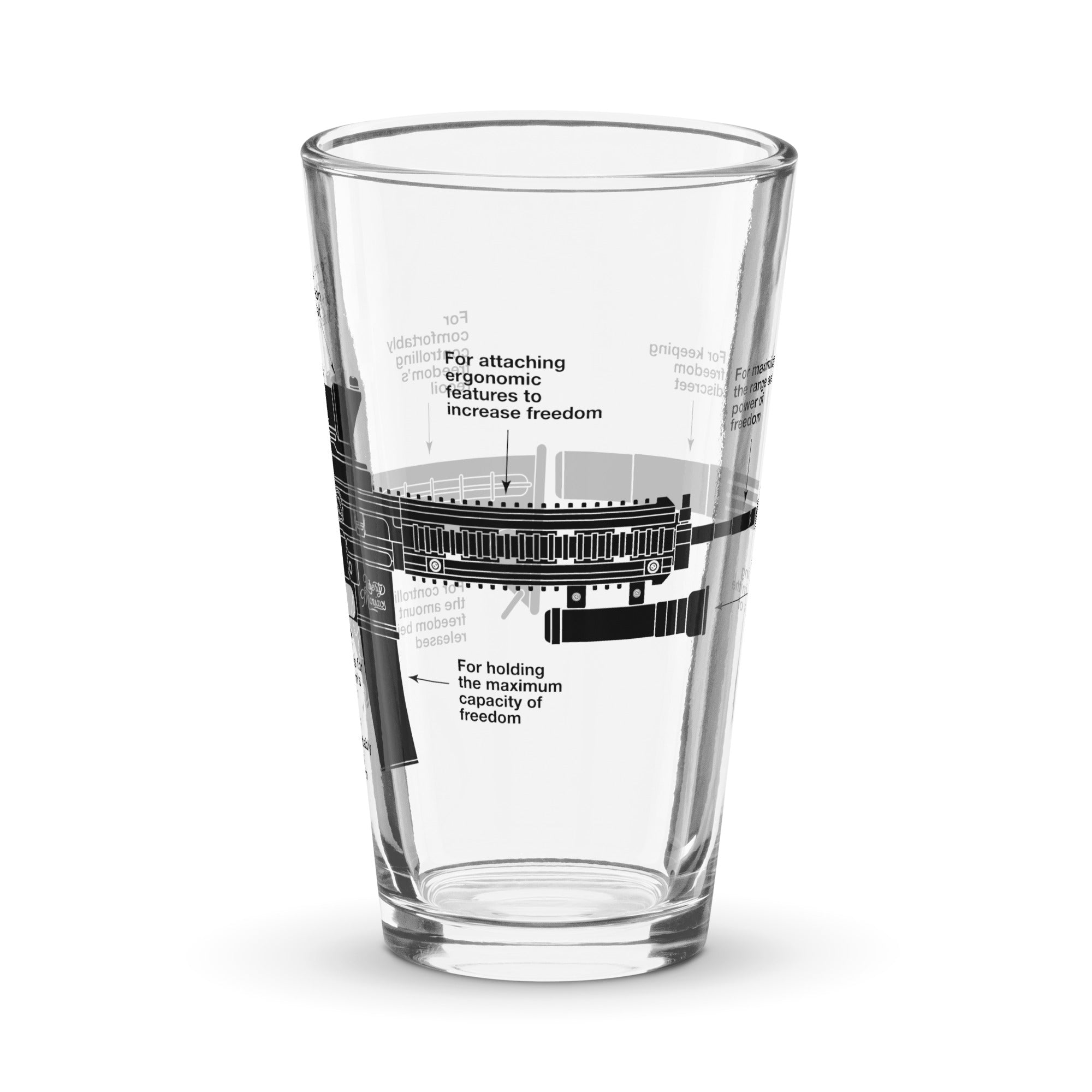 Components of Freedom Carbine Schematic Pint Glass