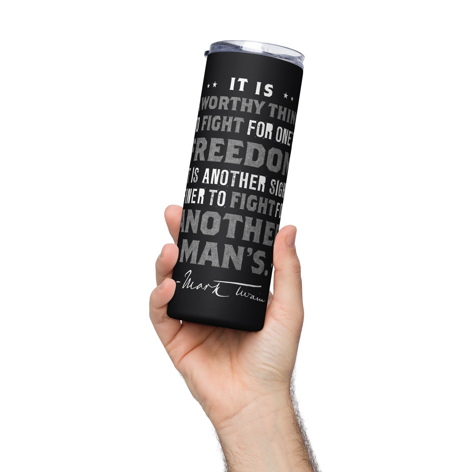 Mark Twain on Freedom Fighting Stainless Steel Tumbler