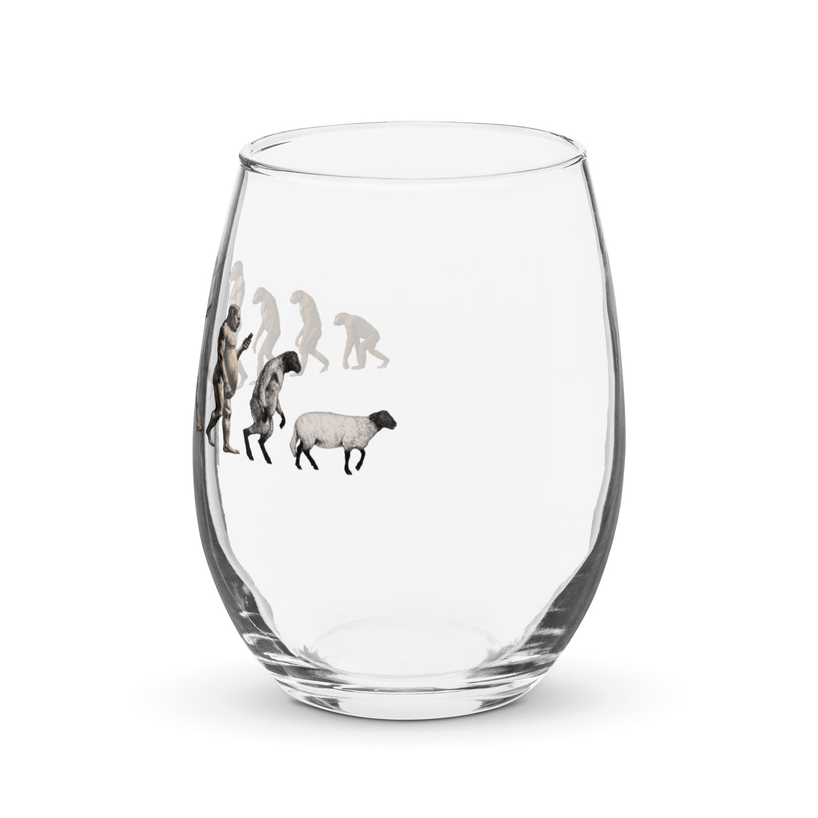 March of Devolution Sheeple Stemless wine glass