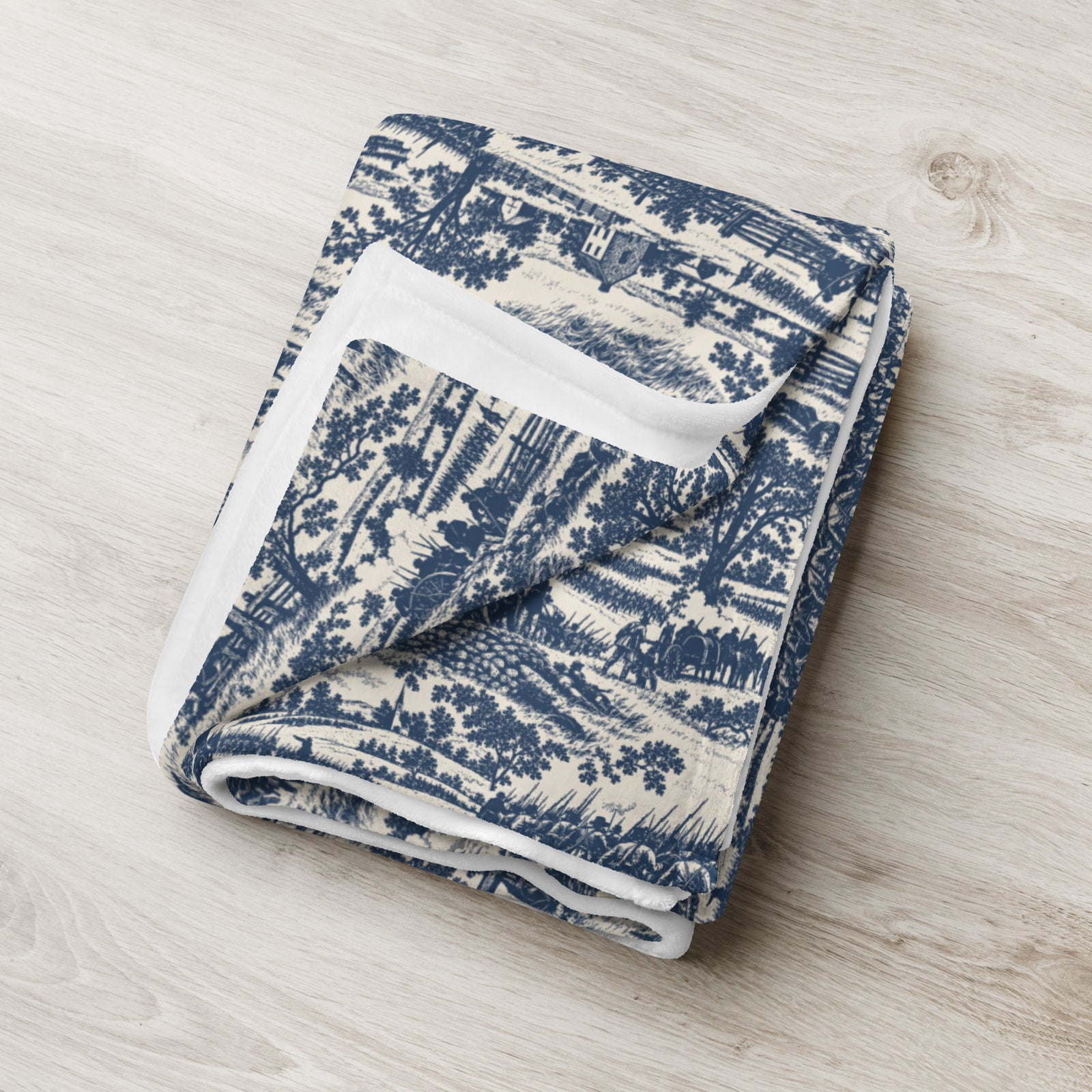 Black-and-white Gettysburg battlefield toile blanket in the 30″ × 40″ size