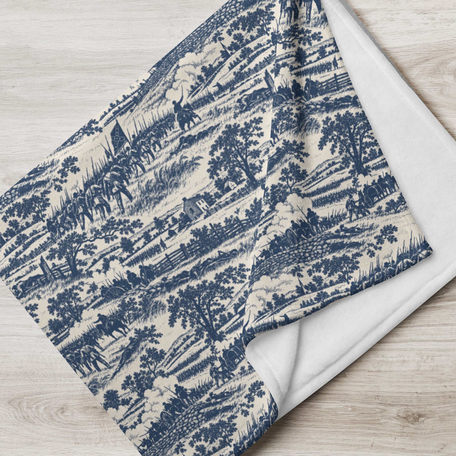 Gettysburg ’63 Toile 30″ × 40″ throw blanket displayed in a home setting