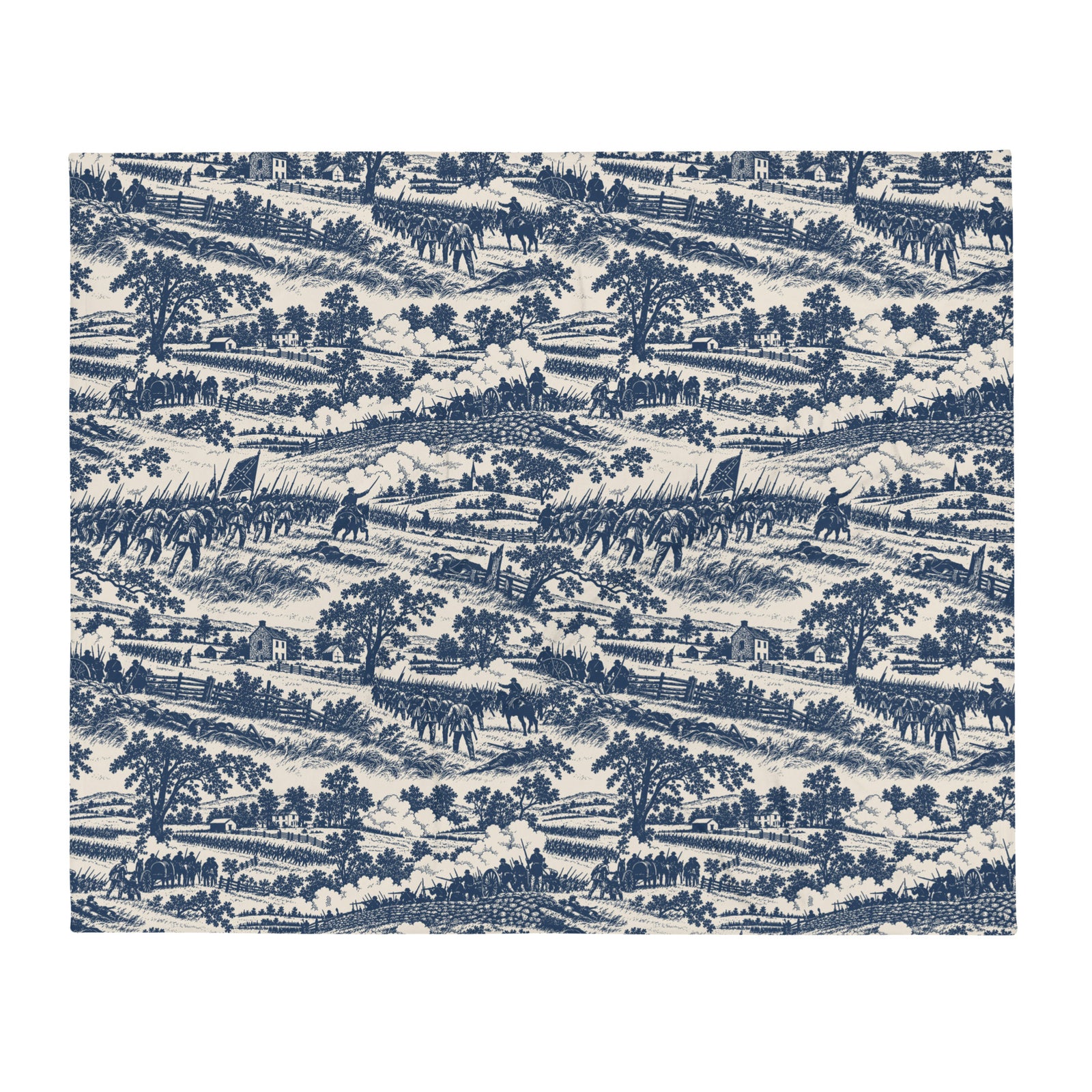 Gettysburg ’63 historical toile throw blanket, 50″ × 60″ front view