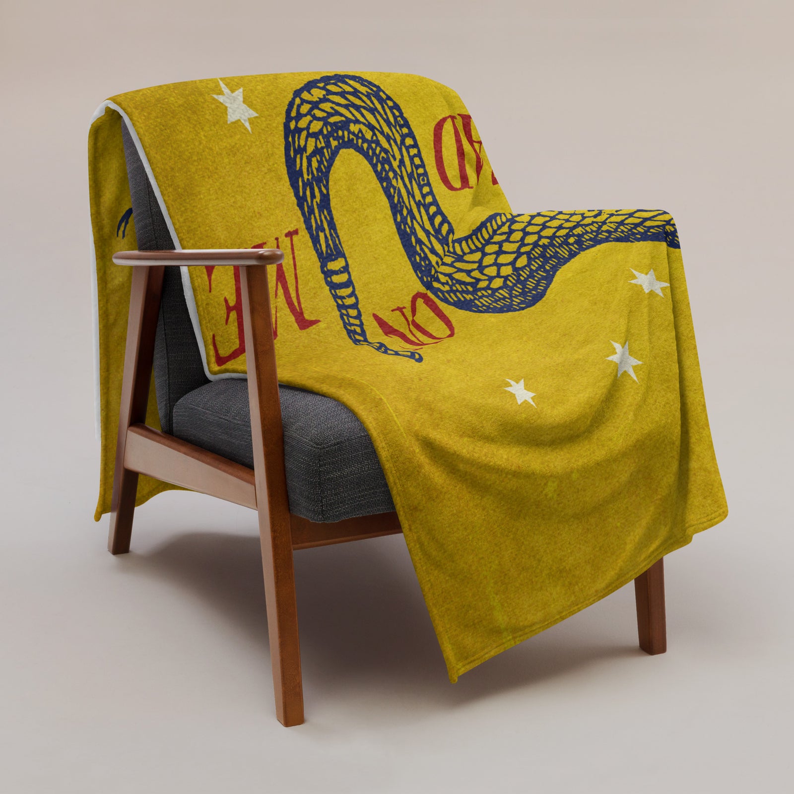 Don't Tread On Me Rattlesnake Colonial Flag Throw Blanket