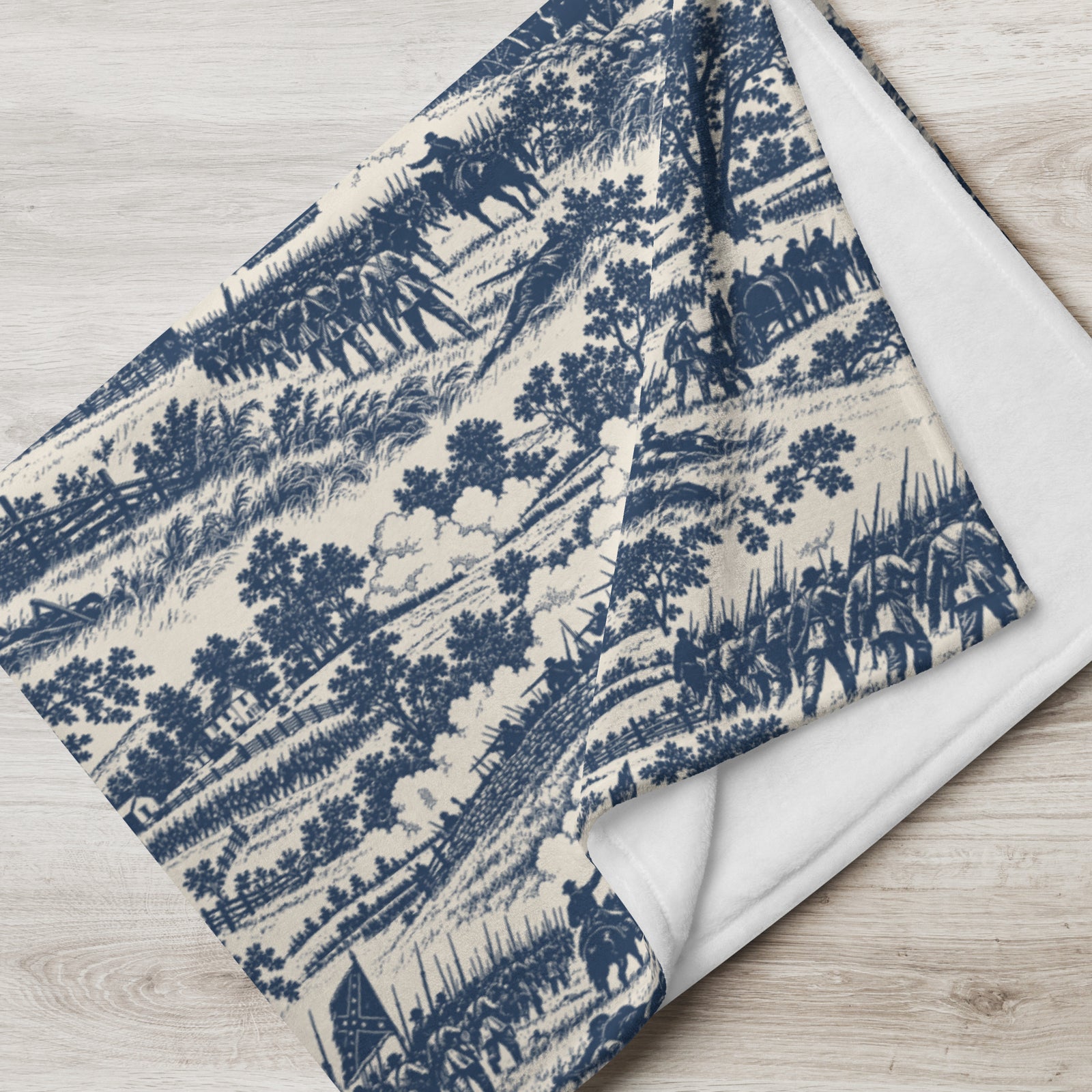 Gettysburg ’63 60″ × 80″ blanket displayed as refined historical décor
