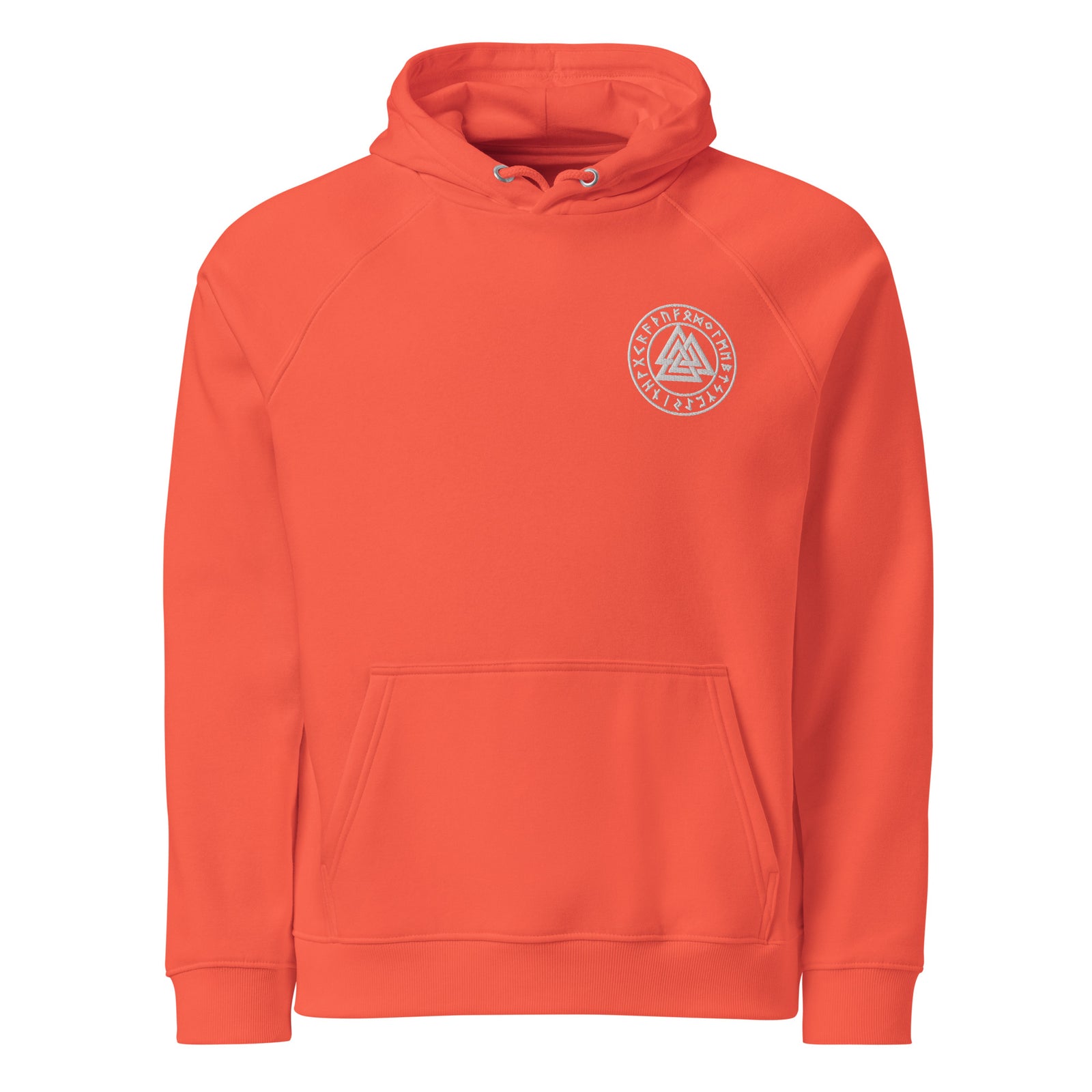Valknut Embroidered Unisex Eco Organic Cotton Raglan Hoodie