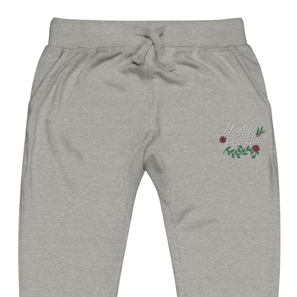 Mostly Peaceful Embroidered Fleeece Sweatpants