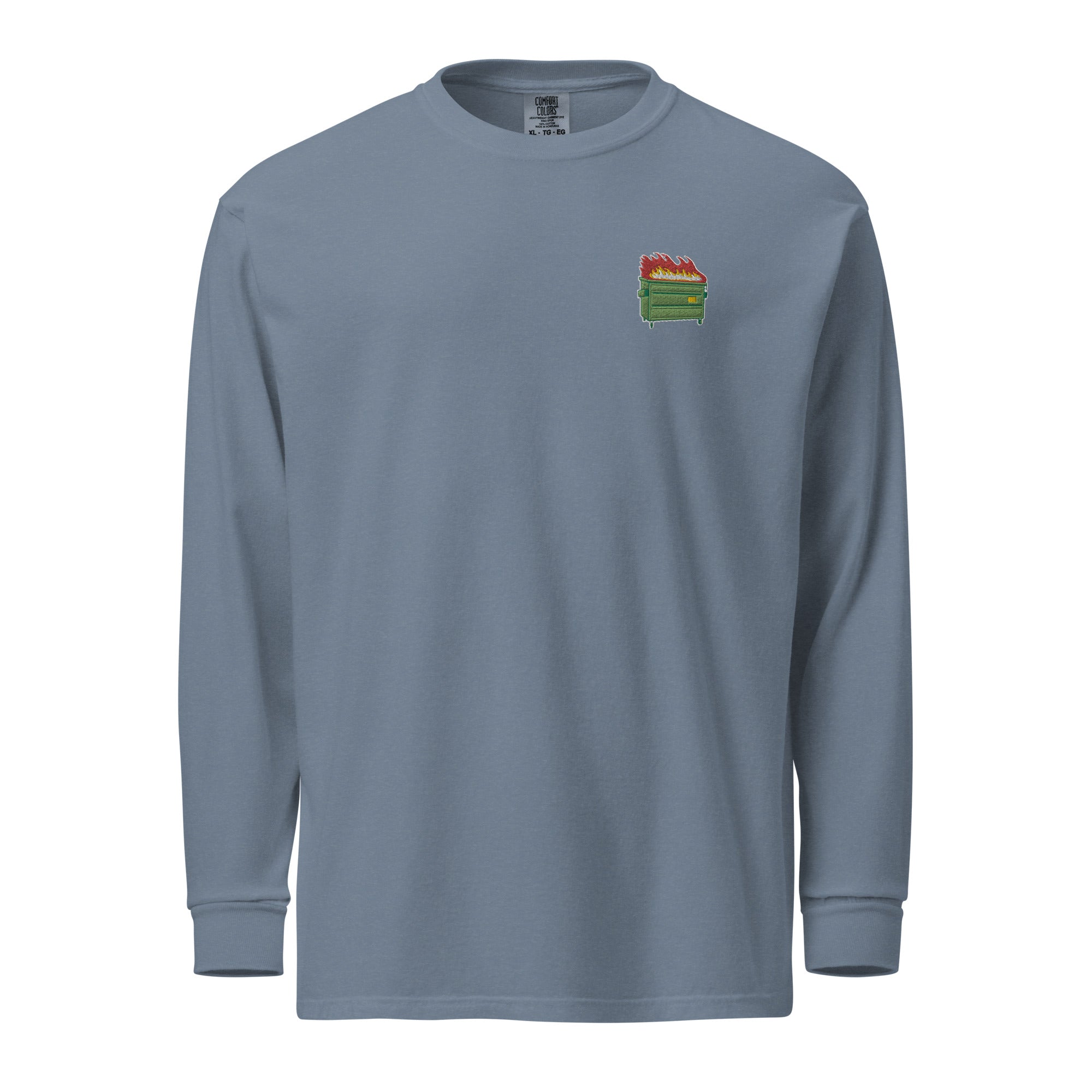 Dumpster Fire Garment-dyed Heavyweight Embroidered Long-sleeve Shirt